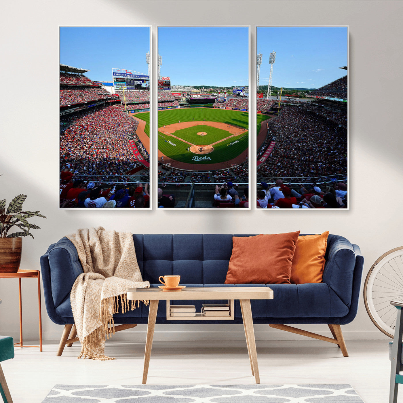 MGV-FC-48X32-3P - Cincinnati Reds Baseball Team Print - Great American Ball Park Stadium Wall Art Canvas Print