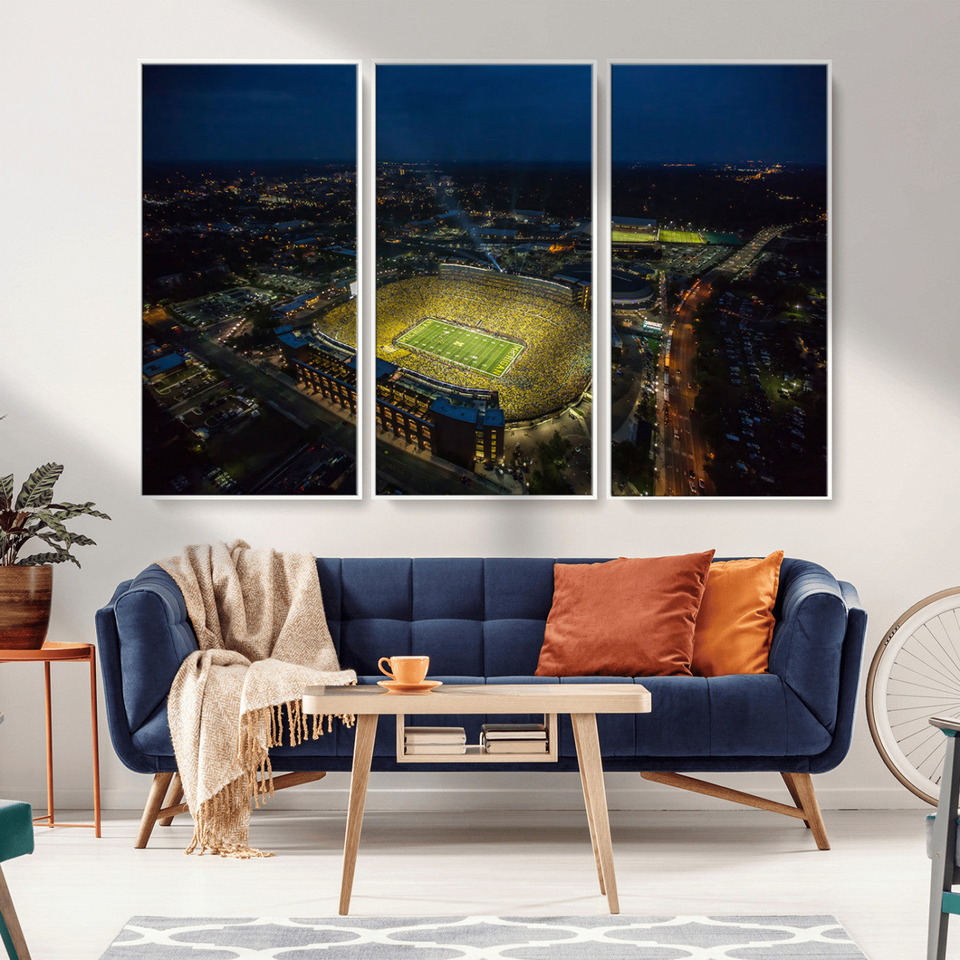 MGV-FC-48X32-3P - Michigan Wolverines Football Team Print - Michigan Stadium Wall Art Canvas Print