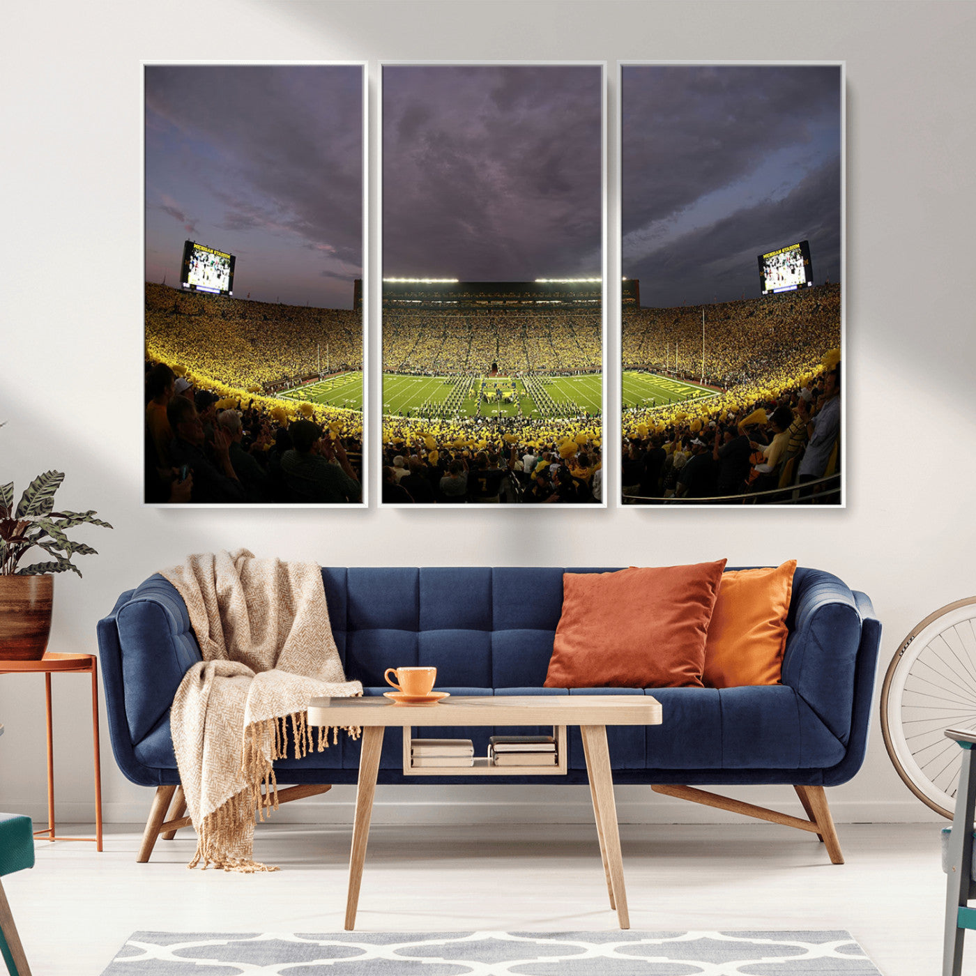MGV-FC-48X32-3P - Michigan Wolverines Football Team Print - Michigan Stadium Wall Art Canvas Print