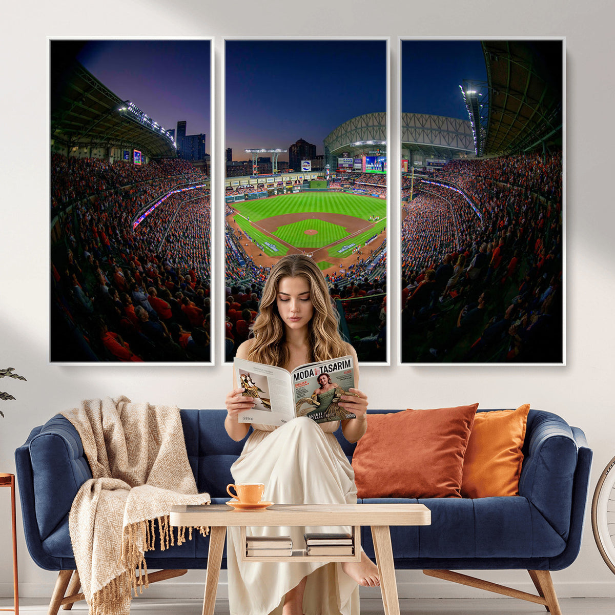 44322-MGV-CV-36X24 - Houston Astros Baseball Print Canvas, Houston Minute Maid Park Stadium Wall Art
