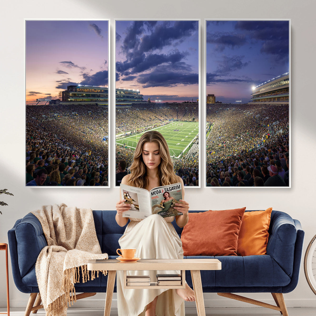 50825-MGV-CV-36X24 - Notre Dame Fighting Irish Football Team Print, Notre Dame Stadium Wall Art Canvas Print