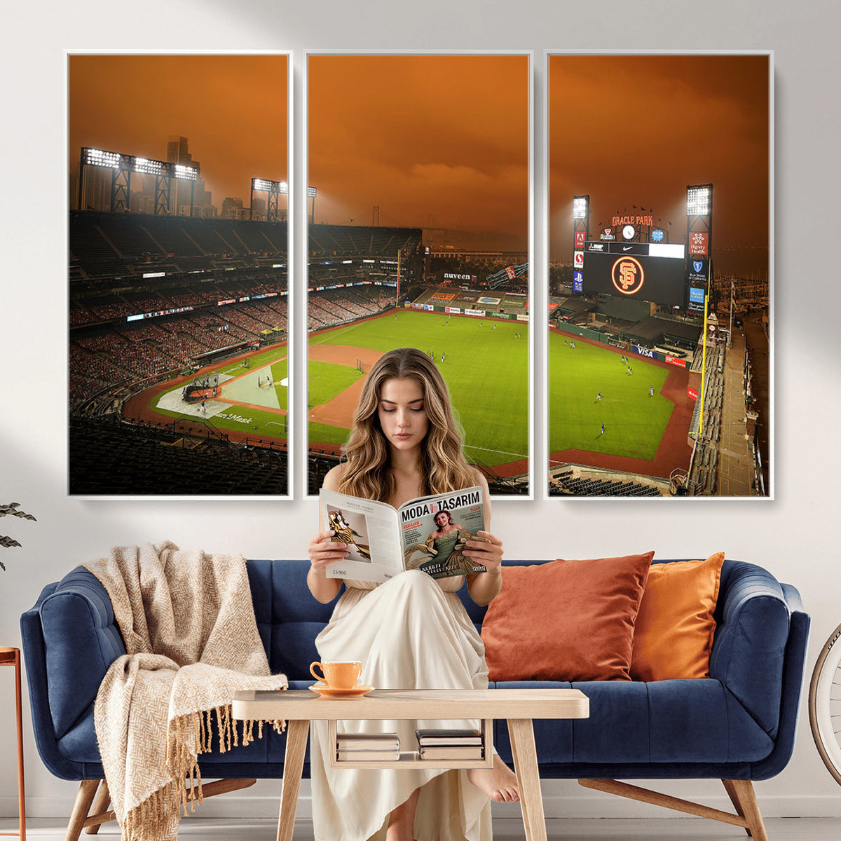 31315-MGV-CV-36X24 - San Francisco Giants Baseball Team Print, Oracle Park Stadium Wall Art Canvas Print