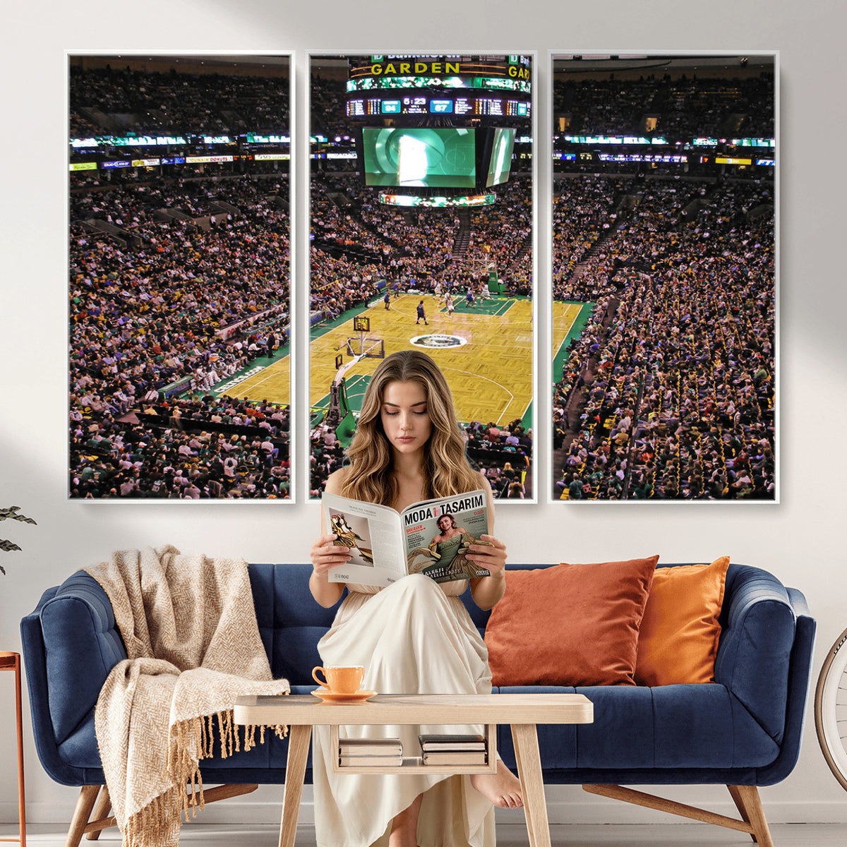 21705-MGV-CV-36X24 - TD Garden Basketball Canvas Wall Art | Boston Celtics Live Action