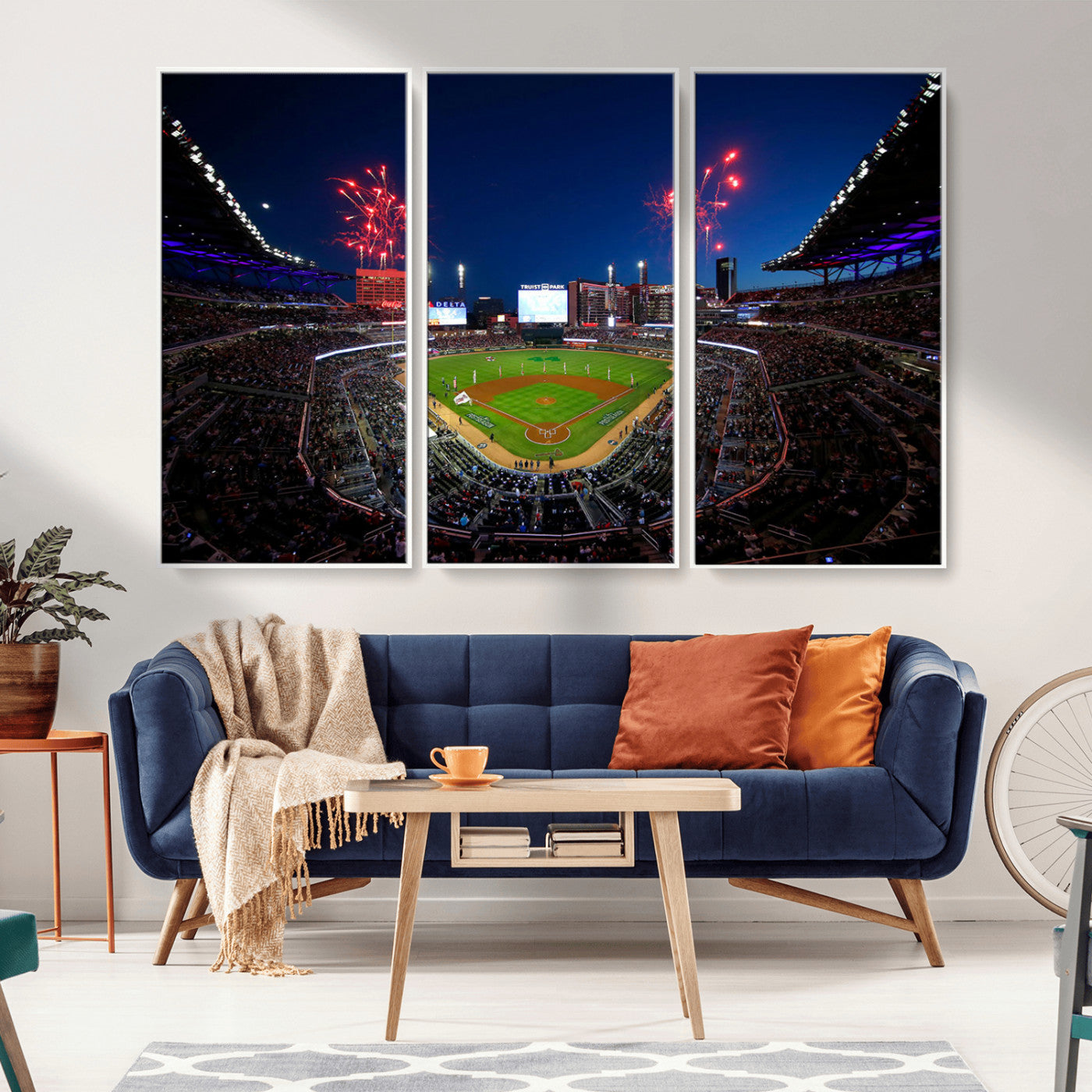 MGV-FC-48X32-3P - Truist Park Atlanta Braves Baseball Stadium Wall Art Print | Large 3-Panel Canvas Print for Sports