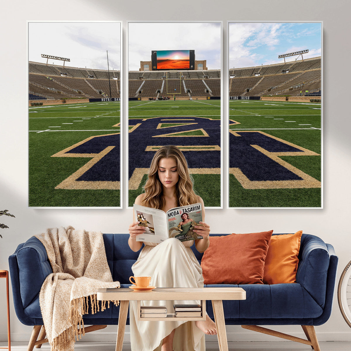 52835-MGV-CV-36X24 - Notre Dame Stadium Giclee Canvas Print | Triptych Wall Art Featuring Iconic Notre Dame Football