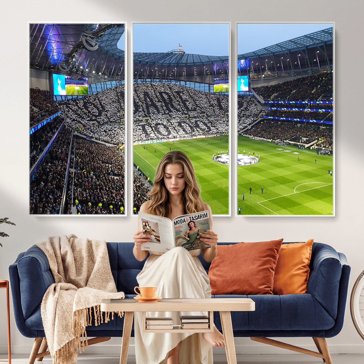 38765-MGV-CV-36X24 - Tottenham Hotspur Stadium Canvas Print, Match Day Triple Canvas Wall Art