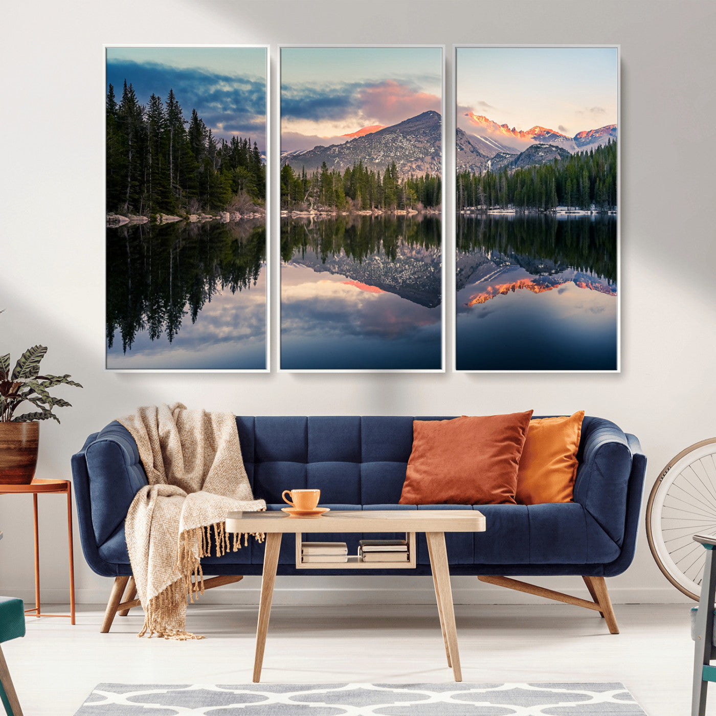 MGV-FC-48X32-3P - Bear Lake Reflection at Rocky Mountain National Park Wall Art Canvas Print, Scenic Mountain Landscape Canvas Print Set | Mountain Lake Wall Art Print