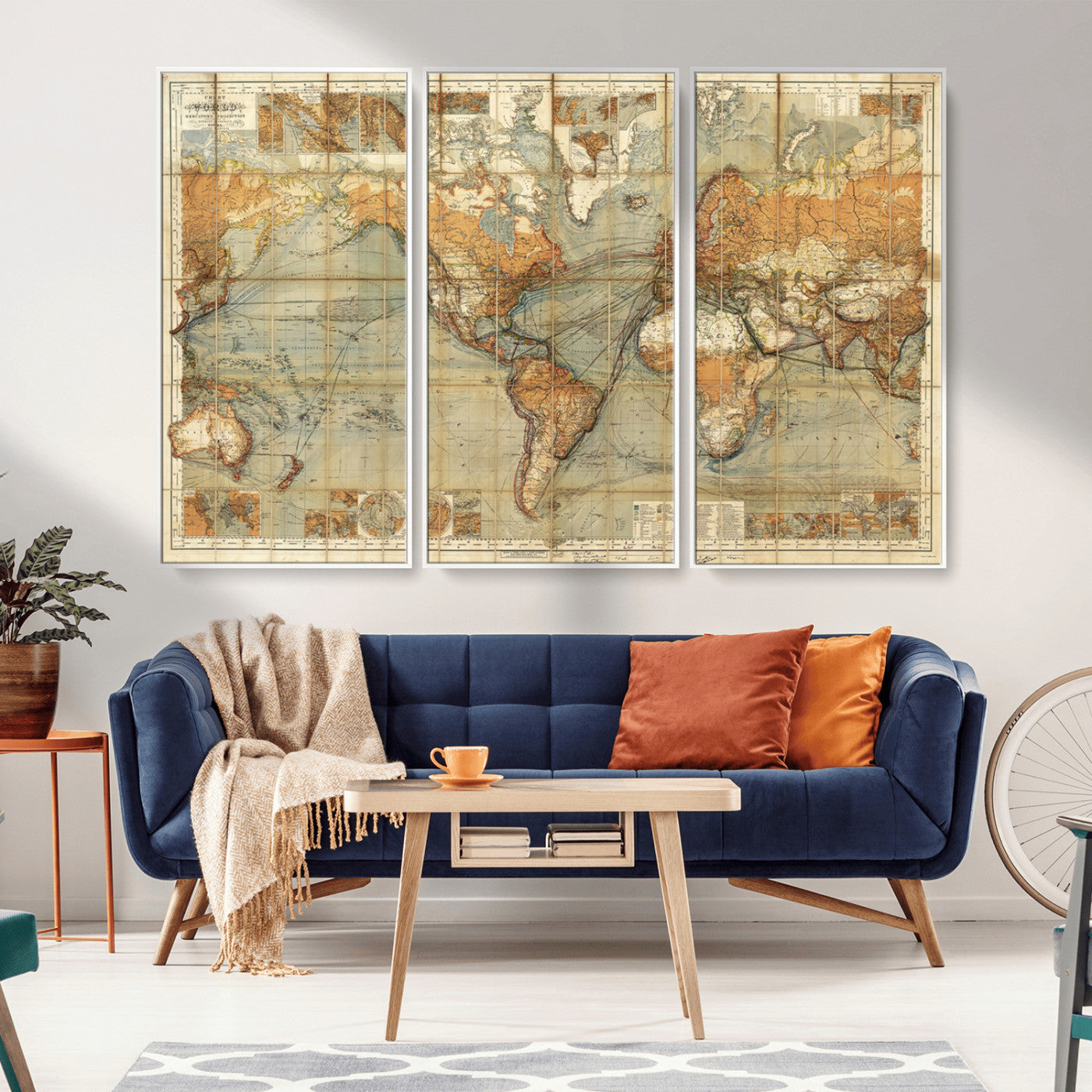 MGV-FC-48X32-3P - Push Pin World Map Canvas Print – Framed Wall Art for Couples to Track Their Travels – Anniversary