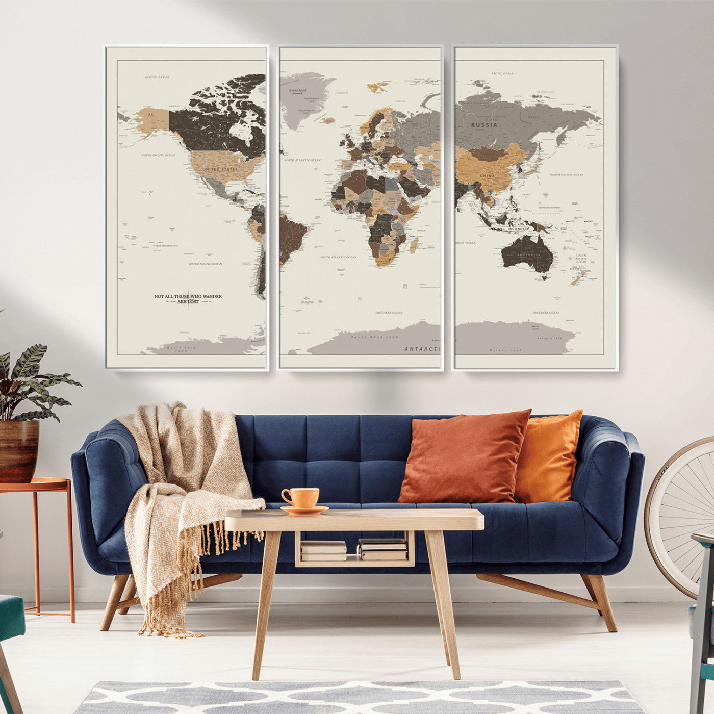 MGV-FC-48X32-3P - Push Pin World Map Canvas Print – Framed Wall Art for Couples to Track Their Travels – Anniversary