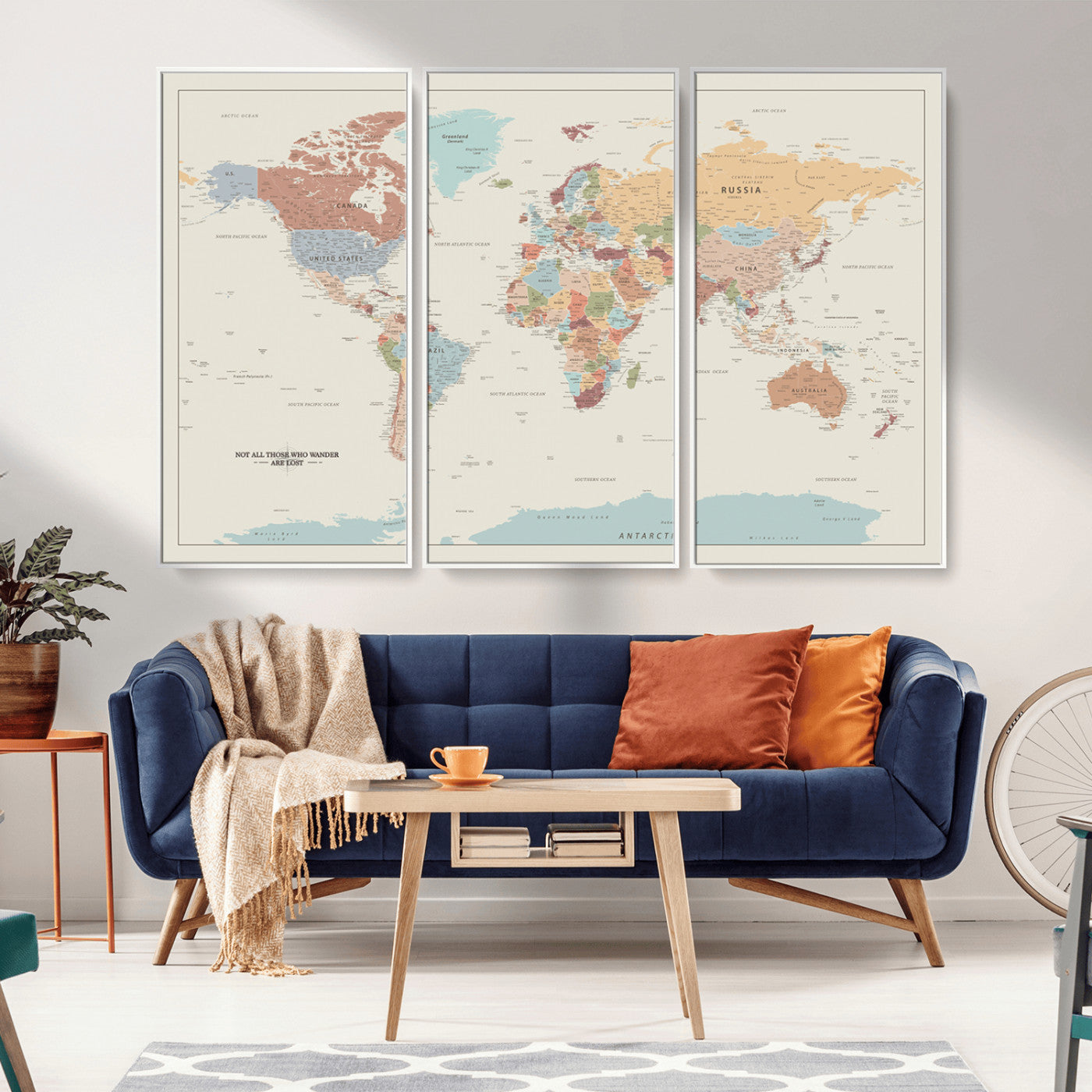 MGV-FC-48X32-3P - Push Pin World Map Canvas Print – Framed Wall Art for Couples to Track Their Travels – Anniversary