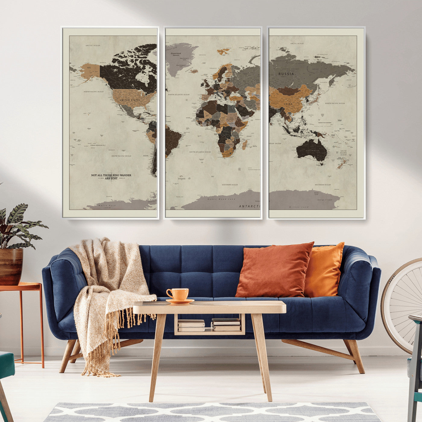 MGV-FC-48X32-3P - Push Pin World Map Canvas Print – Framed Wall Art for Couples to Track Their Travels – Anniversary
