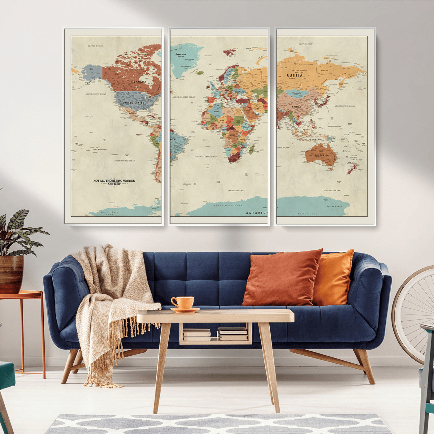 MGV-FC-48X32-3P - Push Pin World Map Canvas Print – Framed Wall Art for Couples to Track Their Travels – Anniversary