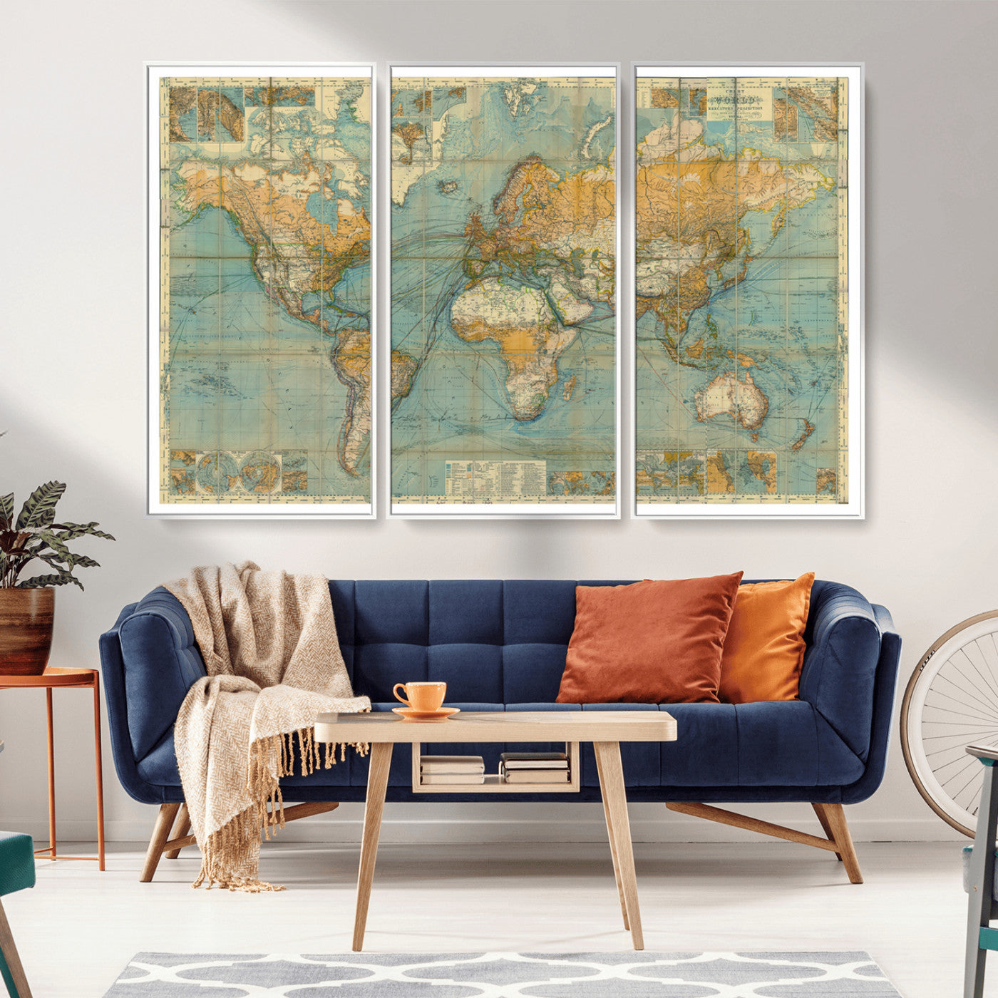 MGV-FC-48X32-3P - Push Pin World Map Canvas Print – Framed Wall Art for Couples to Track Their Travels – Anniversary