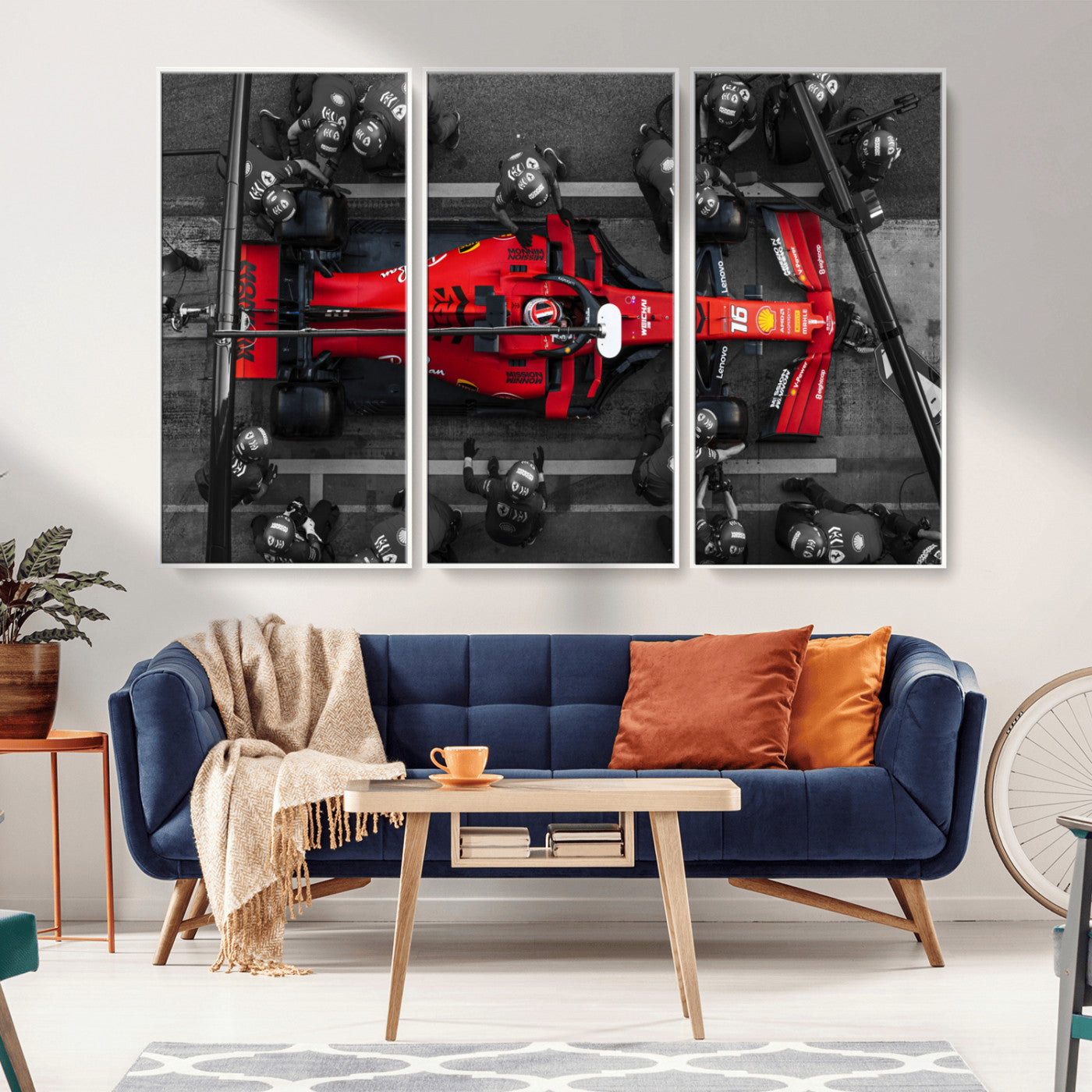 MGV-FC-48X32-3P - Ferrari Pit Stop Canvas Wall Art – Precision and Speed Captured in Bold Motorsport Imagery – Ready