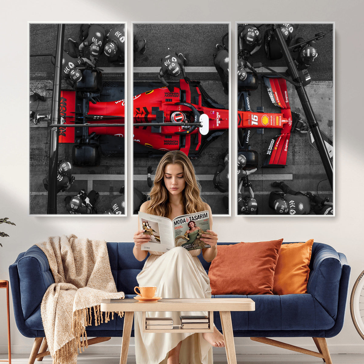 99356-MGV-CV-36X24 - Ferrari Pit Stop Canvas Wall Art | Precision and Speed