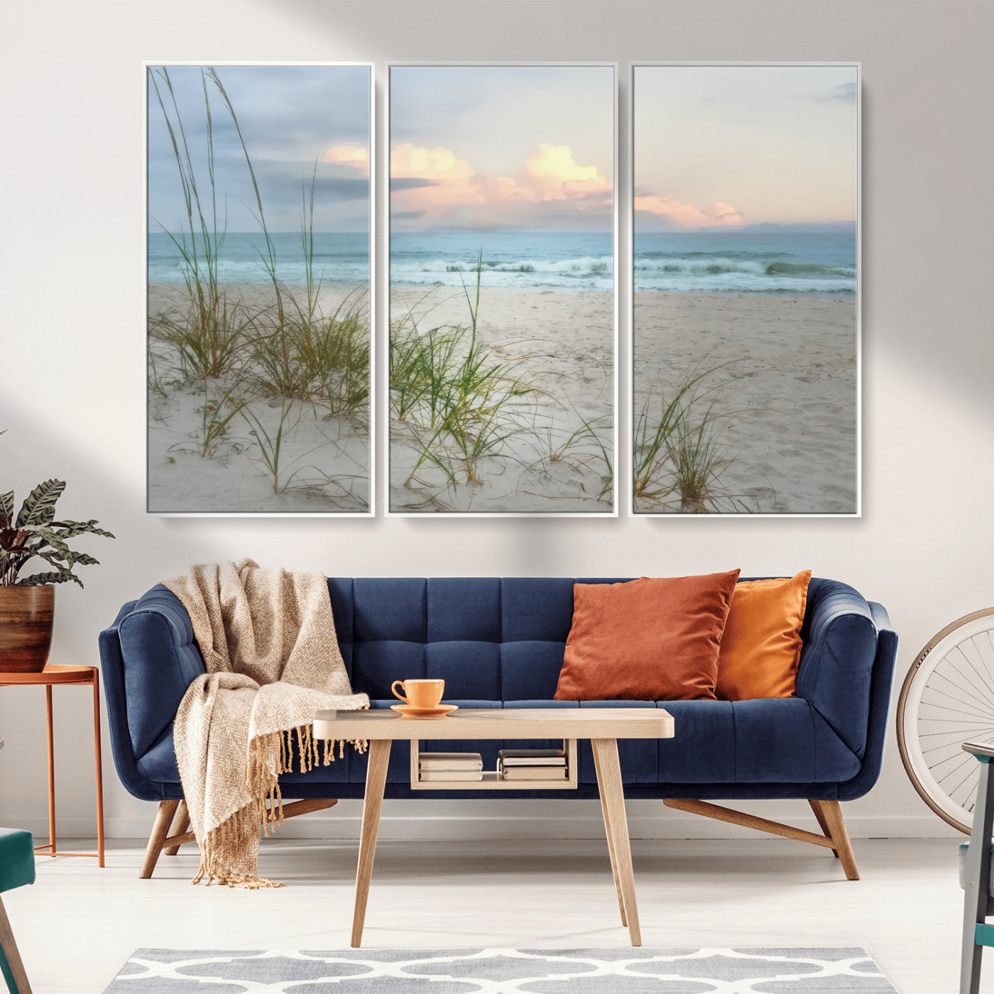 MGV-FC-48X32-3P - Flight Over Coastal Beach Landscape, Flight Over Coastal Beach Print Canvas Wall Art