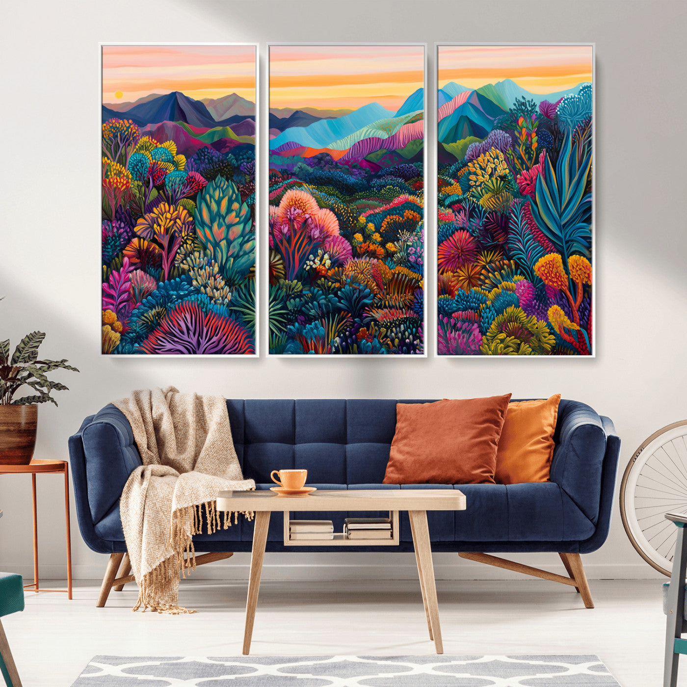 MGV-FC-48X32-3P - Colorful Abstract Landscape Wall Art Print Canvas - Vibrant Modern Decor for Living Room, Office, or