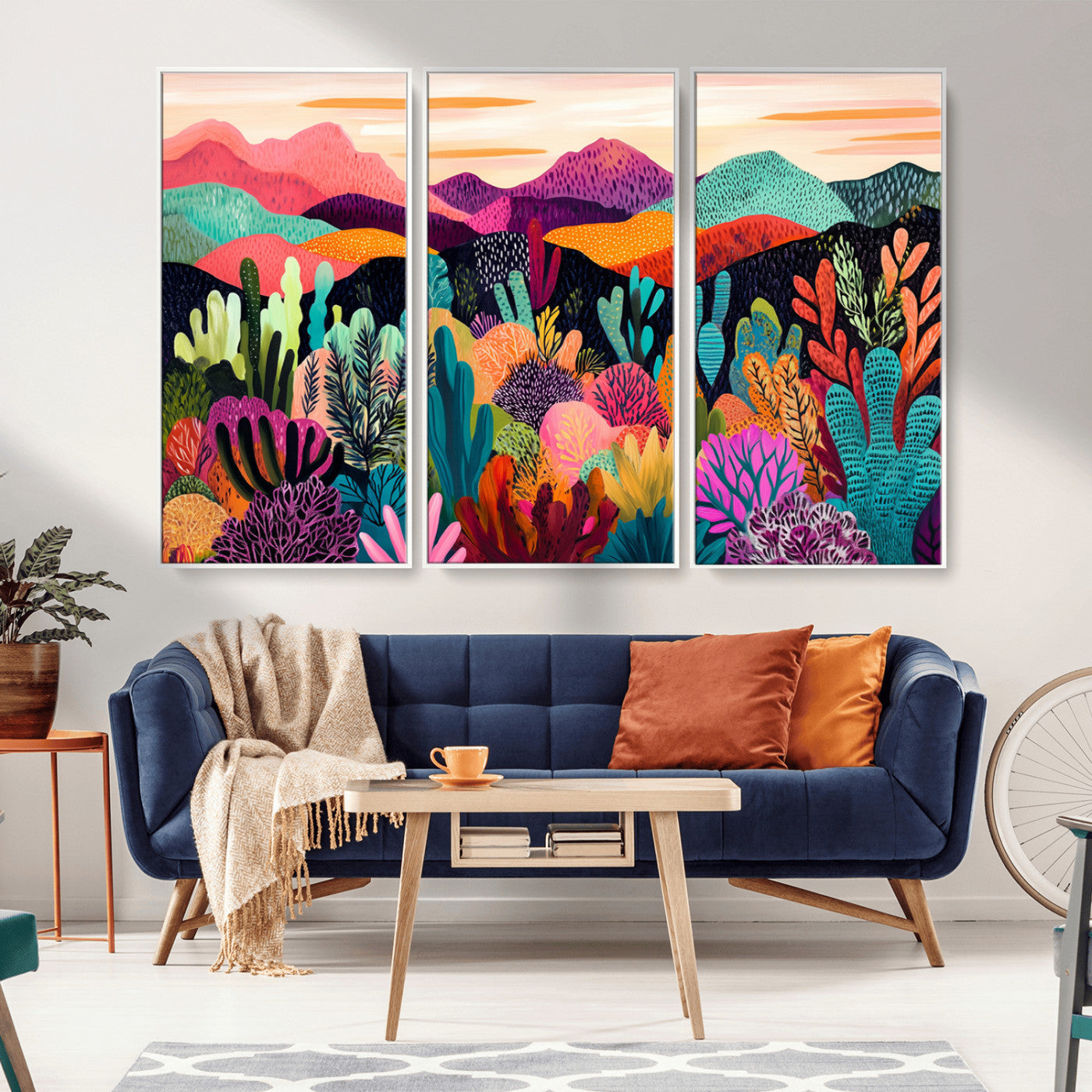 MGV-FC-48X32-3P - Abstract Kusama Print - Landscape Canvas Wall Art Print - Vibrant Modern Decor for Living Room,