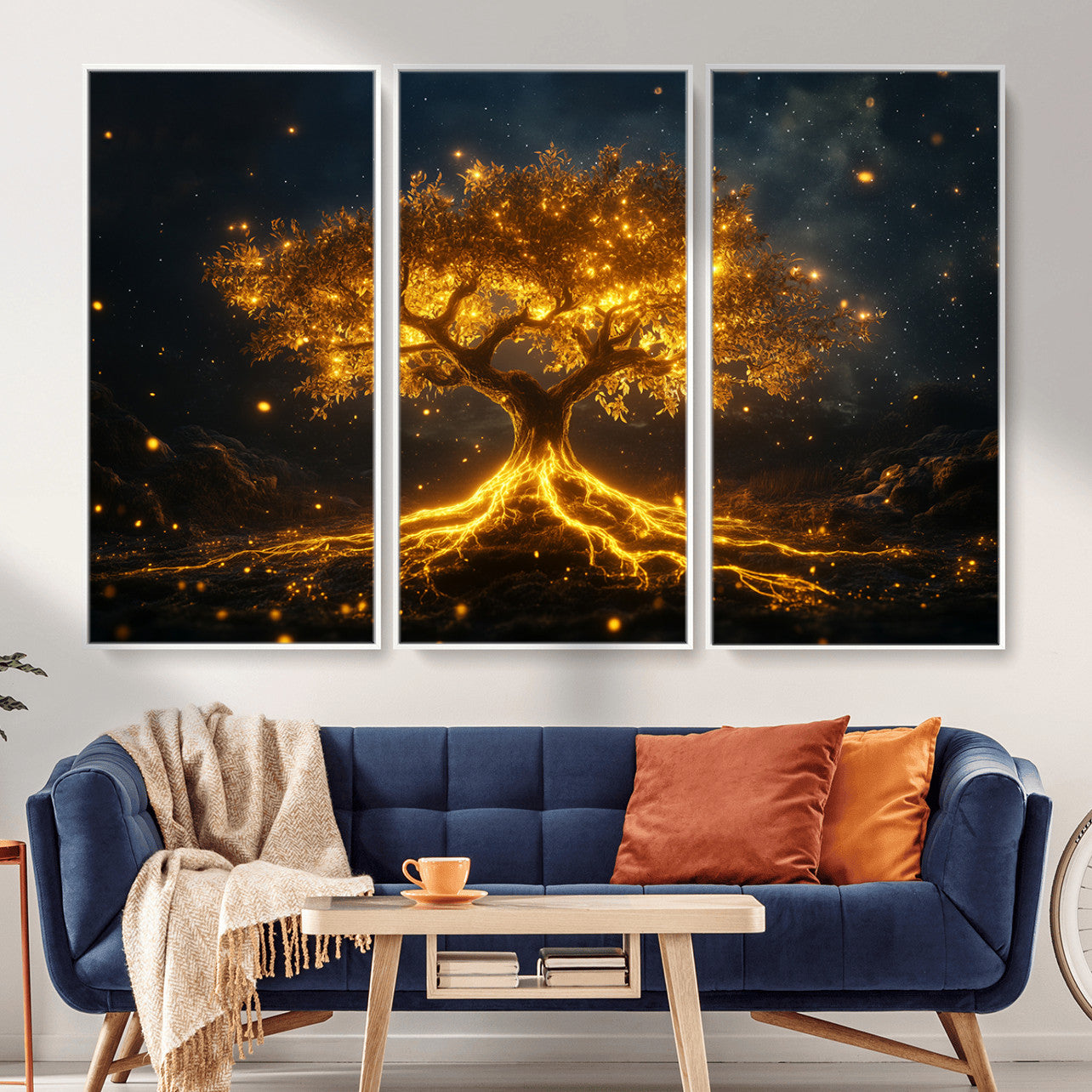 60194-MGV-CV-36X24 - Golden Tree of Life Canvas Wall Art Print - Majestic Tree of Life Print for Living Room and Office Decor