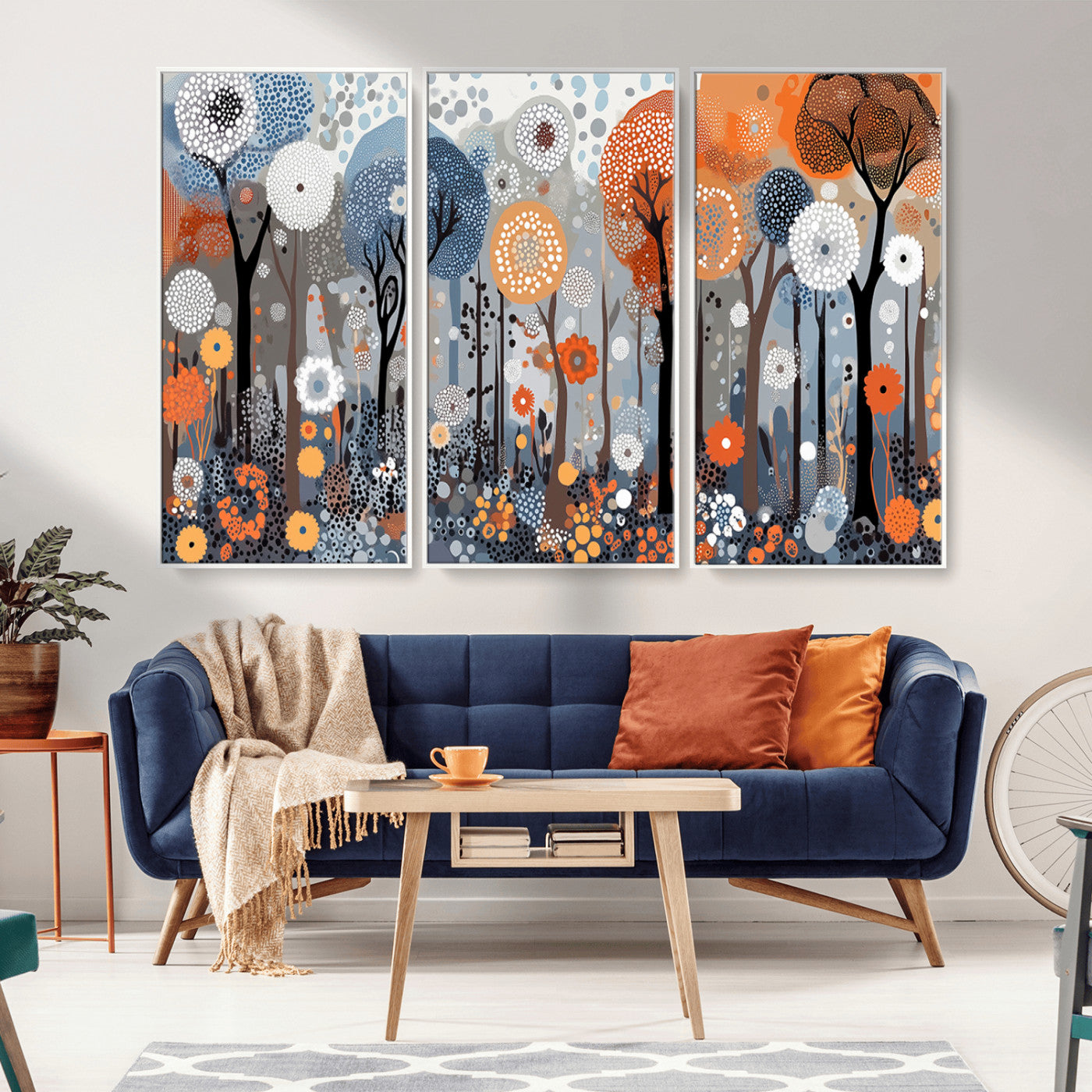MGV-FC-48X32-3P - Abstract Winter Landscape Canvas Wall Art Print - Large Colorful Nature Wall Decor