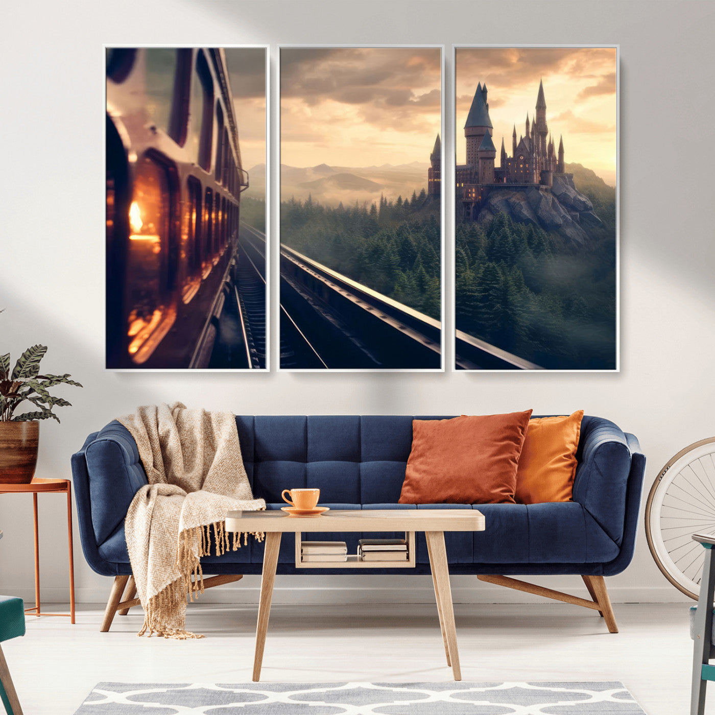 MGV-FC-48X32-3P - Harry Castle Wall Art Canvas Print, Wizard School Wall Art Print, Movie Wall Art Print