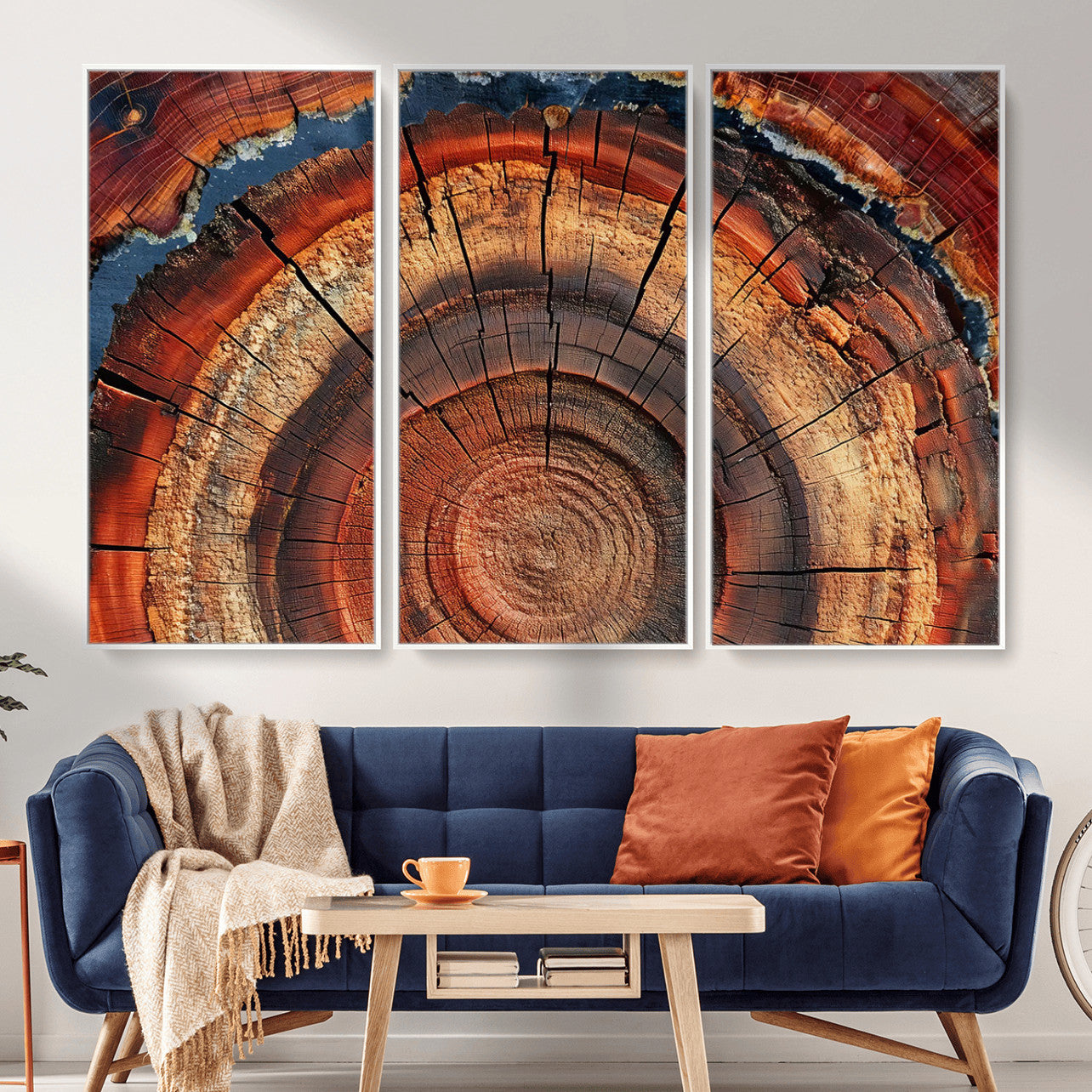 28555-MGV-CV-36X24 - Abstract Tree Ring Art Wall Art Canvas Print for Modern Farmhouse Decor, Colorful Tree Ring Wall Decor, Minimalist Home Canvas Art