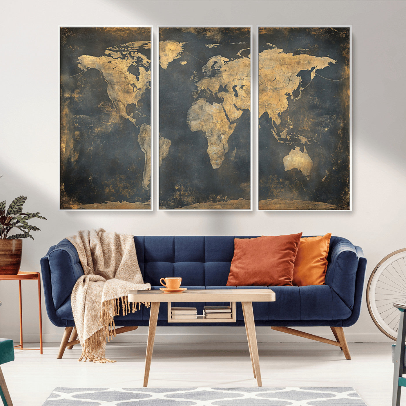 MGV-FC-48X32-3P - Push Pin World Map Canvas Print – Framed Wall Art for Couples to Track Their Travels – Anniversary