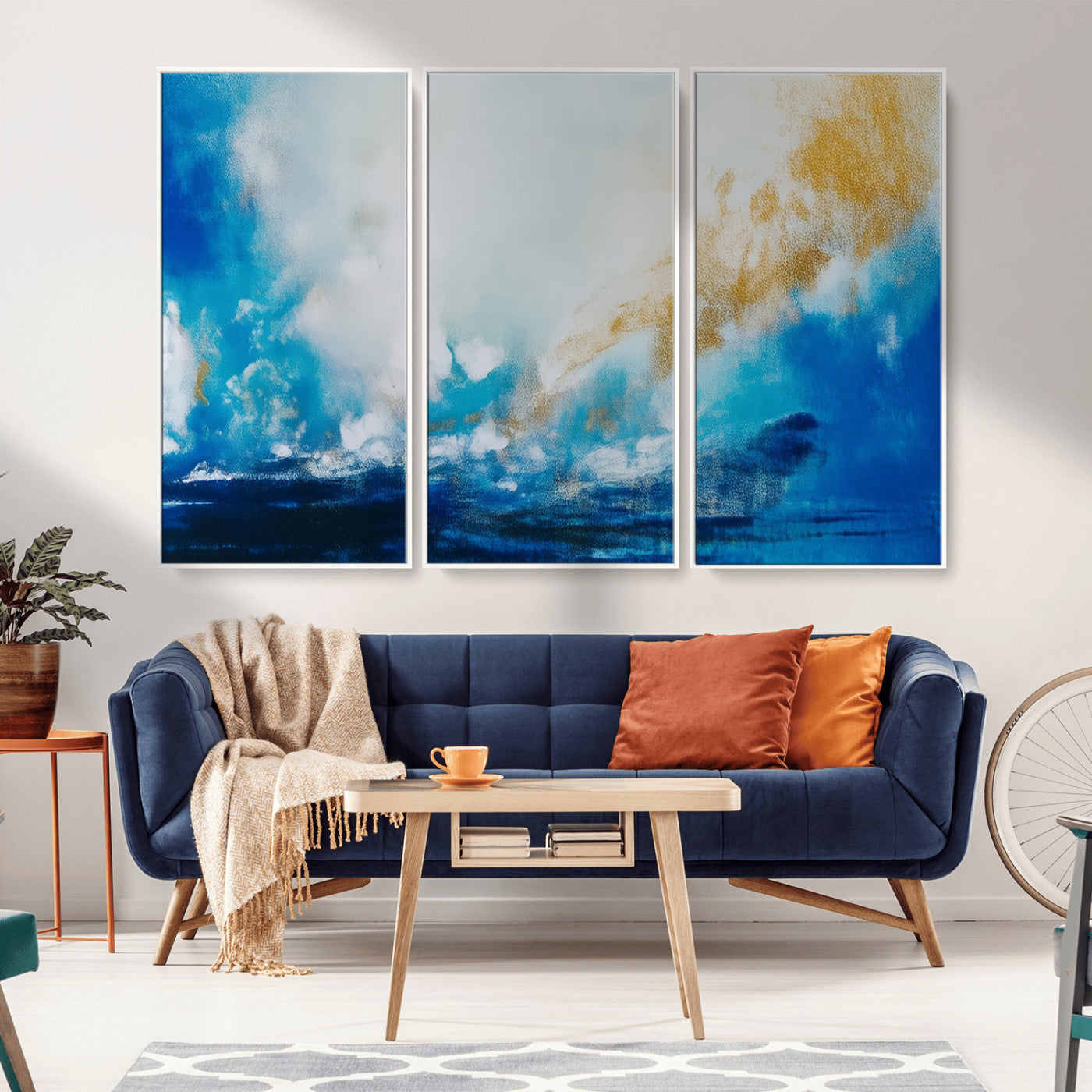 MGV-FC-48X32-3P - Blue Abstract Print - Dynamic Ocean-Inspired Canvas Wall Art