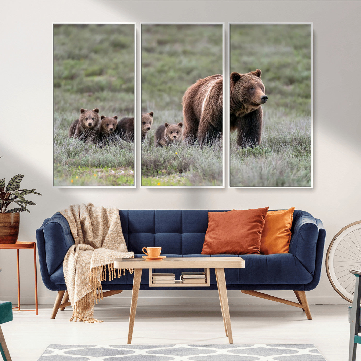 MGV-FC-48X32-3P - Wildlife Photography of 399 Grizzly Bear Cubs | Queen of the Tetons Canvas Wall Art Print