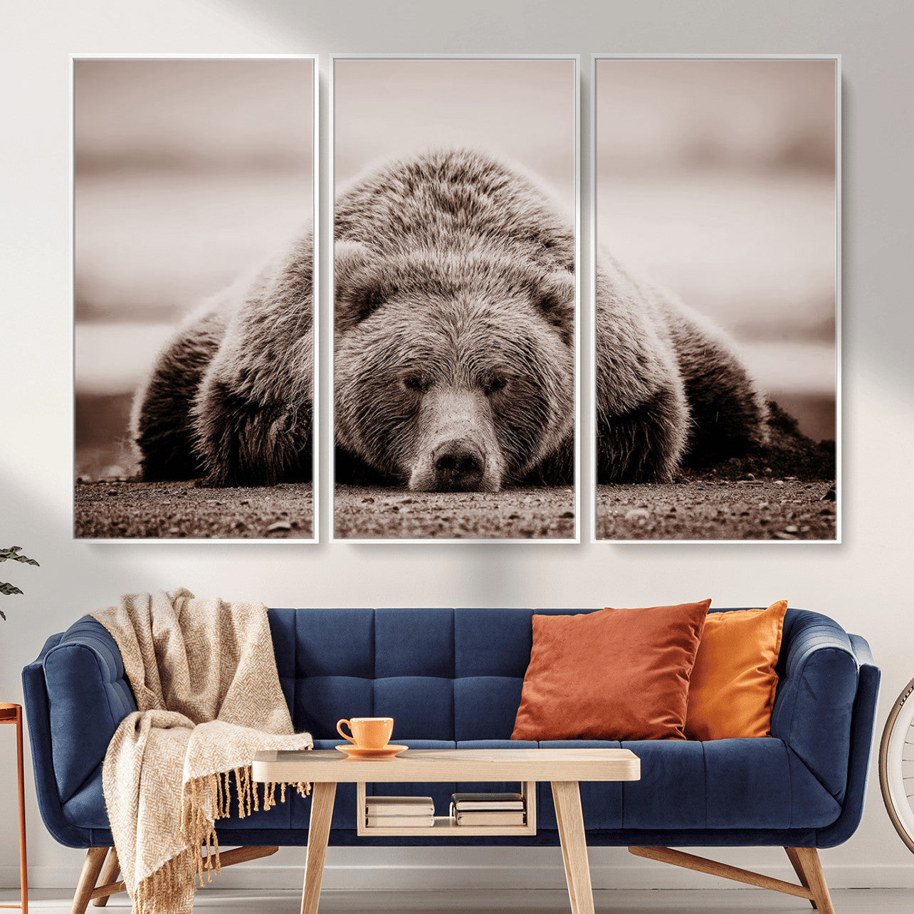 20611-MGV-CV-36X24 - Grizzly Bear Wall Art Print - Bear Canvas Wall Art - Rustic Bear Portrait Canvas Print for Cabin