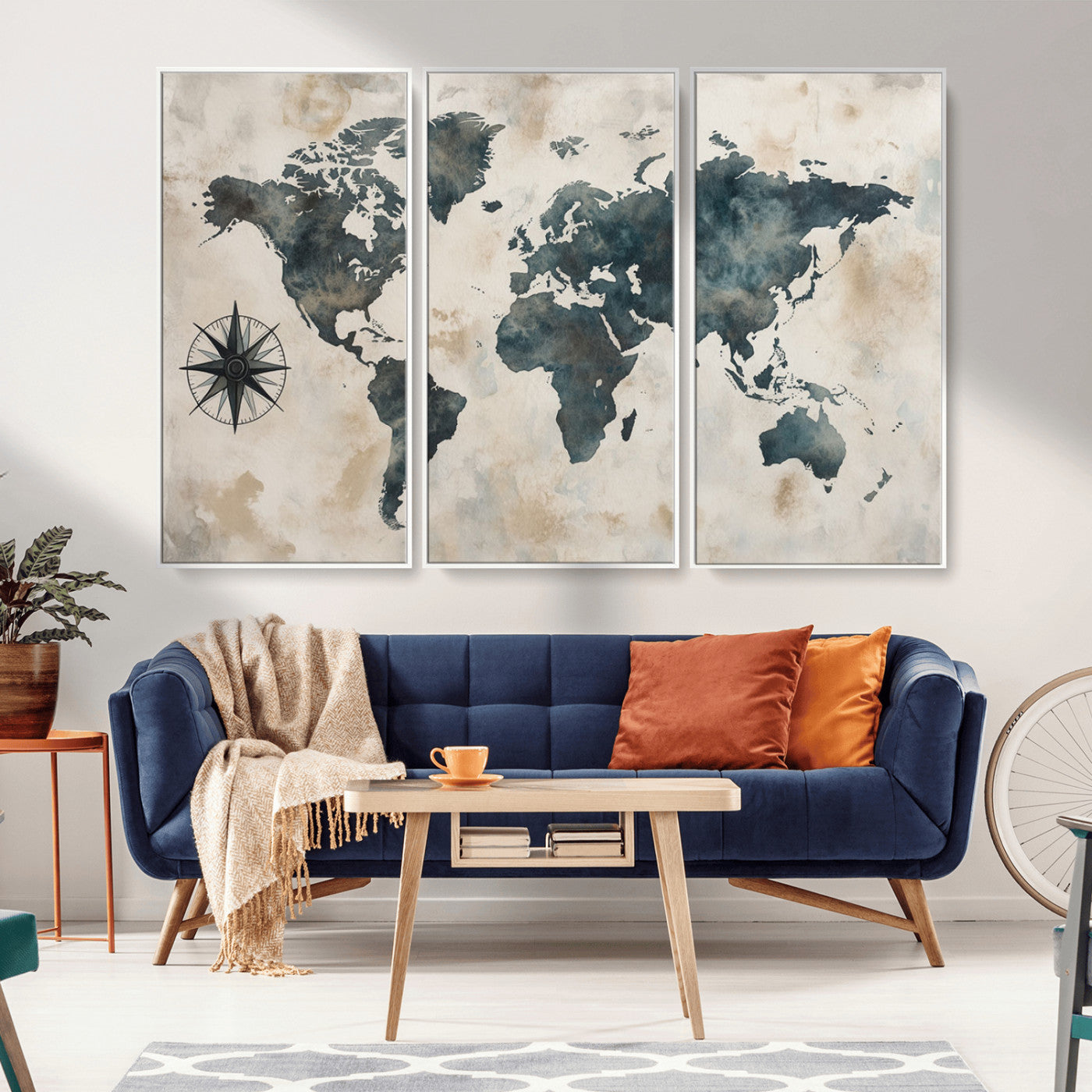 MGV-FC-48X32-3P - Push Pin World Map Canvas Print – Framed Wall Art for Couples to Track Their Travels – Anniversary