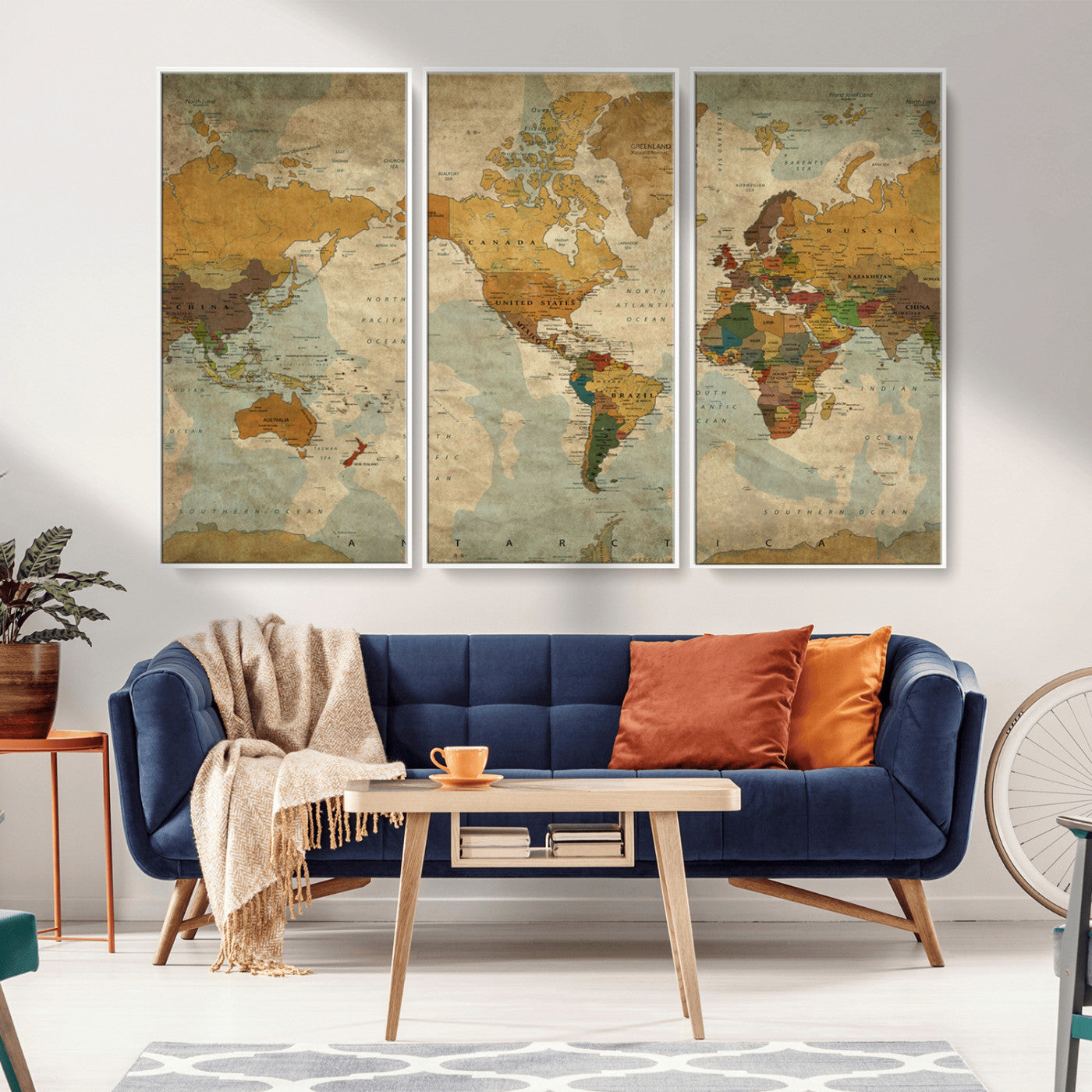 MGV-FC-48X32-3P - Push Pin World Map Canvas Print – Framed Wall Art for Couples to Track Their Travels – Anniversary