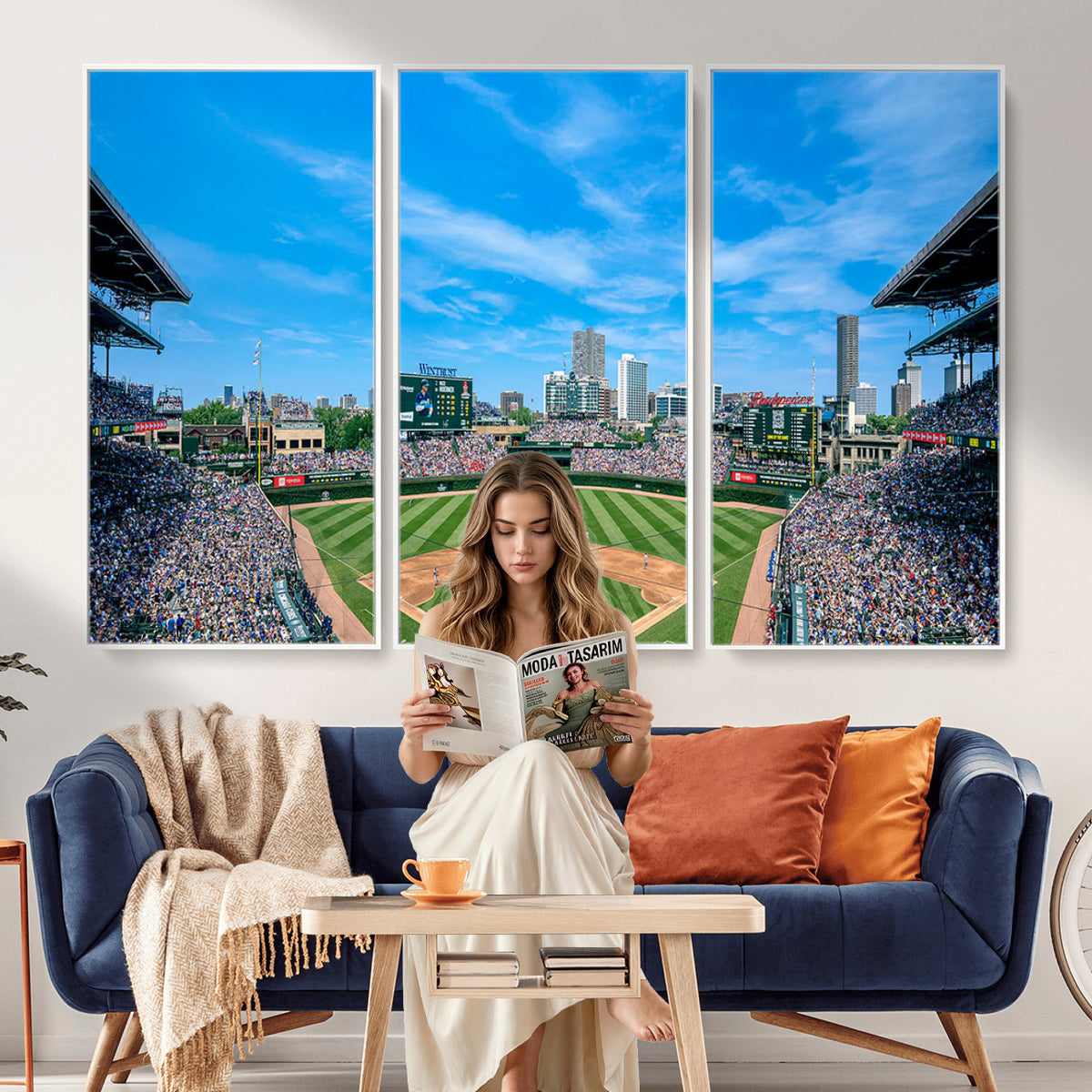 32373-MGV-CV-36X24 - Wrigley Field Chicago Cubs Panoramic Art Multi-Piece Canvas