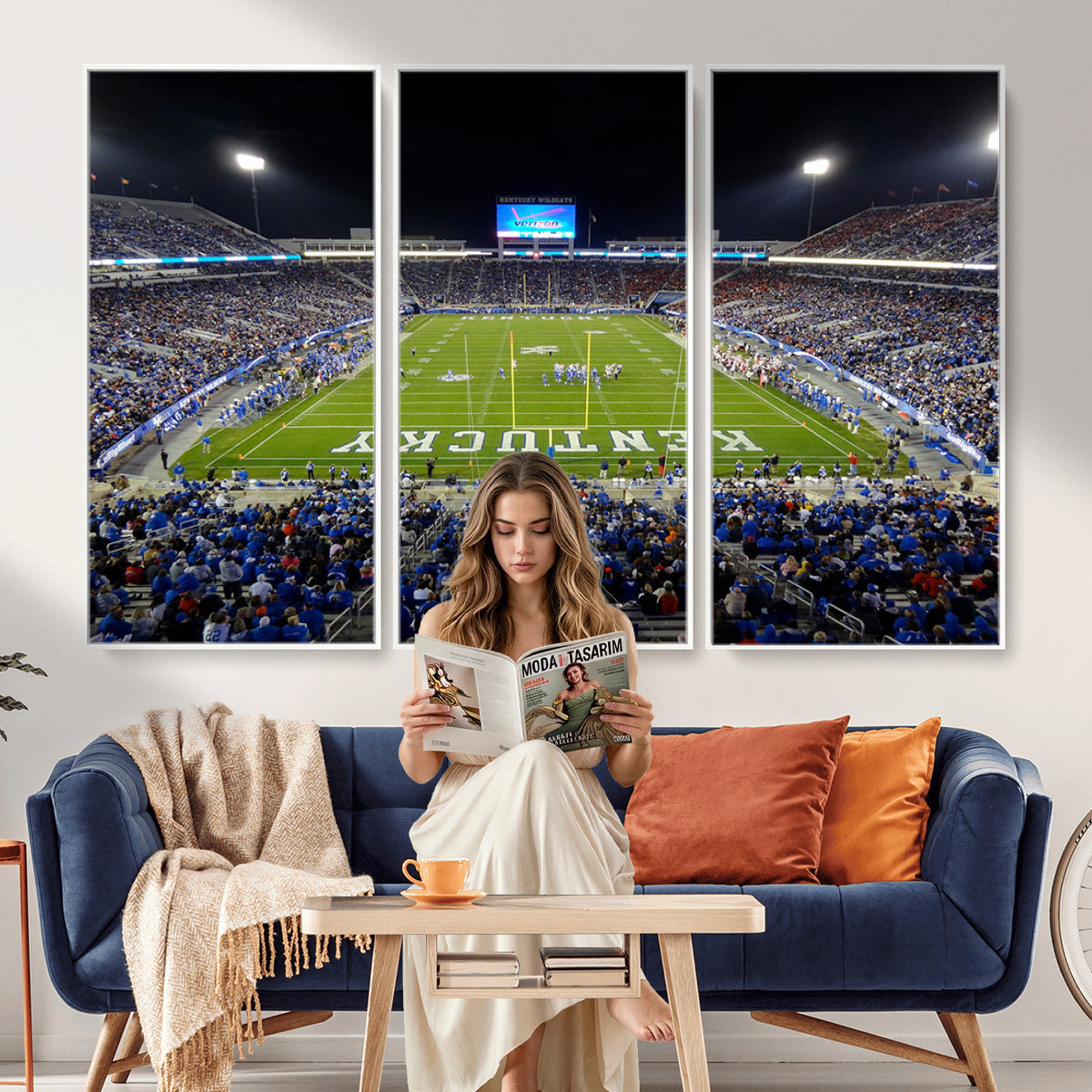 14304-MGV-CV-36X24 - Kroger Field Canvas Wall Art, Kentucky Stadium Wall Art, Framed and Ready to Hang