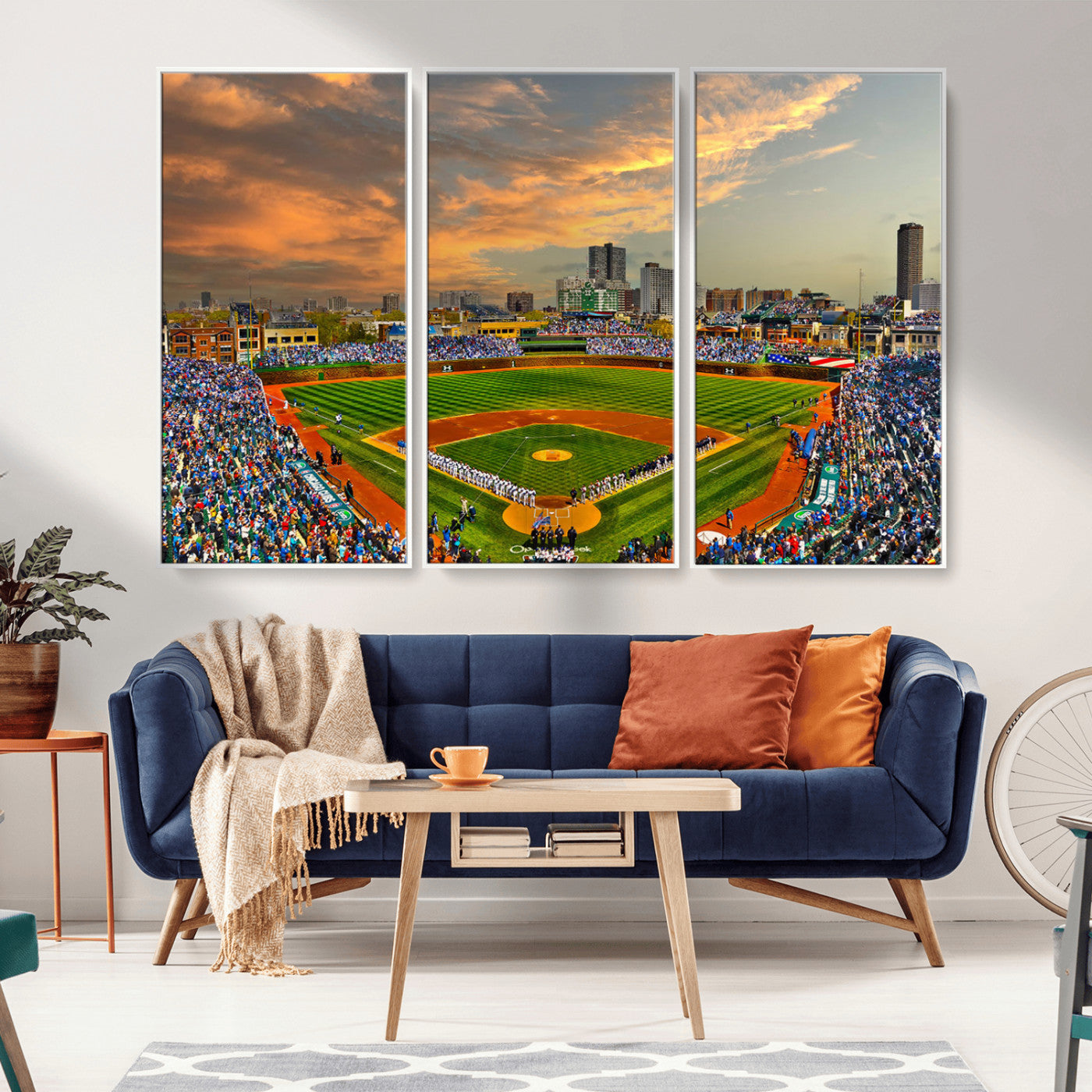 MGV-FC-48X32-3P - Chicago Wrigley Field Canvas Wall Art - Iconic Baseball Stadium Art Print - Wrigley Field Chicago
