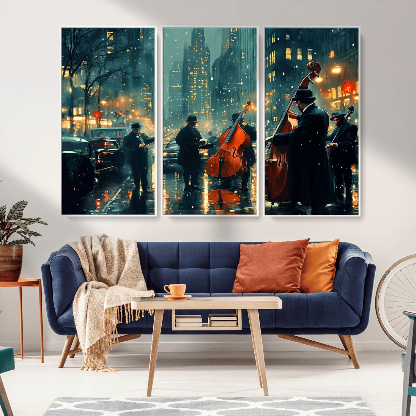 MGV-FC-48X32-3P - African American Jazz Art Print - Framed Abstract Music Canvas - Colorful Instrument Poster for