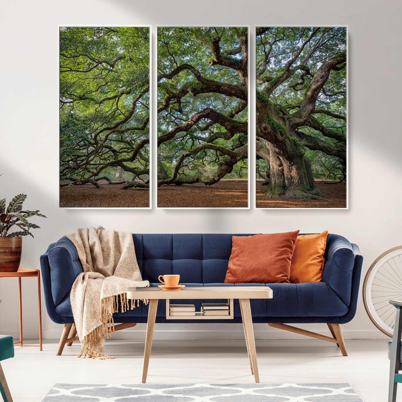 Canvas of the Angel Oak tree with sprawling limbs and mossy bark, ideal for earthy natural or rustic southern-inspired decor.