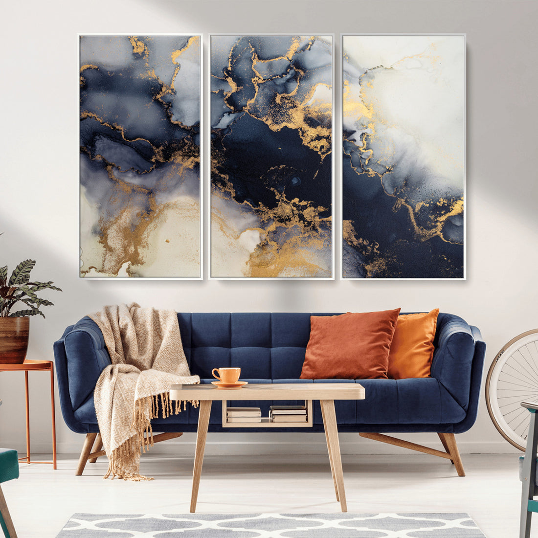 Black Marble Wall Art Canvas Print | Framed Abstract Gold Veins