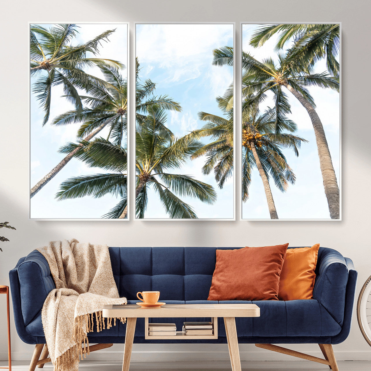 87247012-MGV-CV-36X24 - Tropical Palm Trees Wall Art – Sunlit Leaves & Blue Sky Canvas Print, Island Breeze and Vacation Vibes for Office or Home Decor