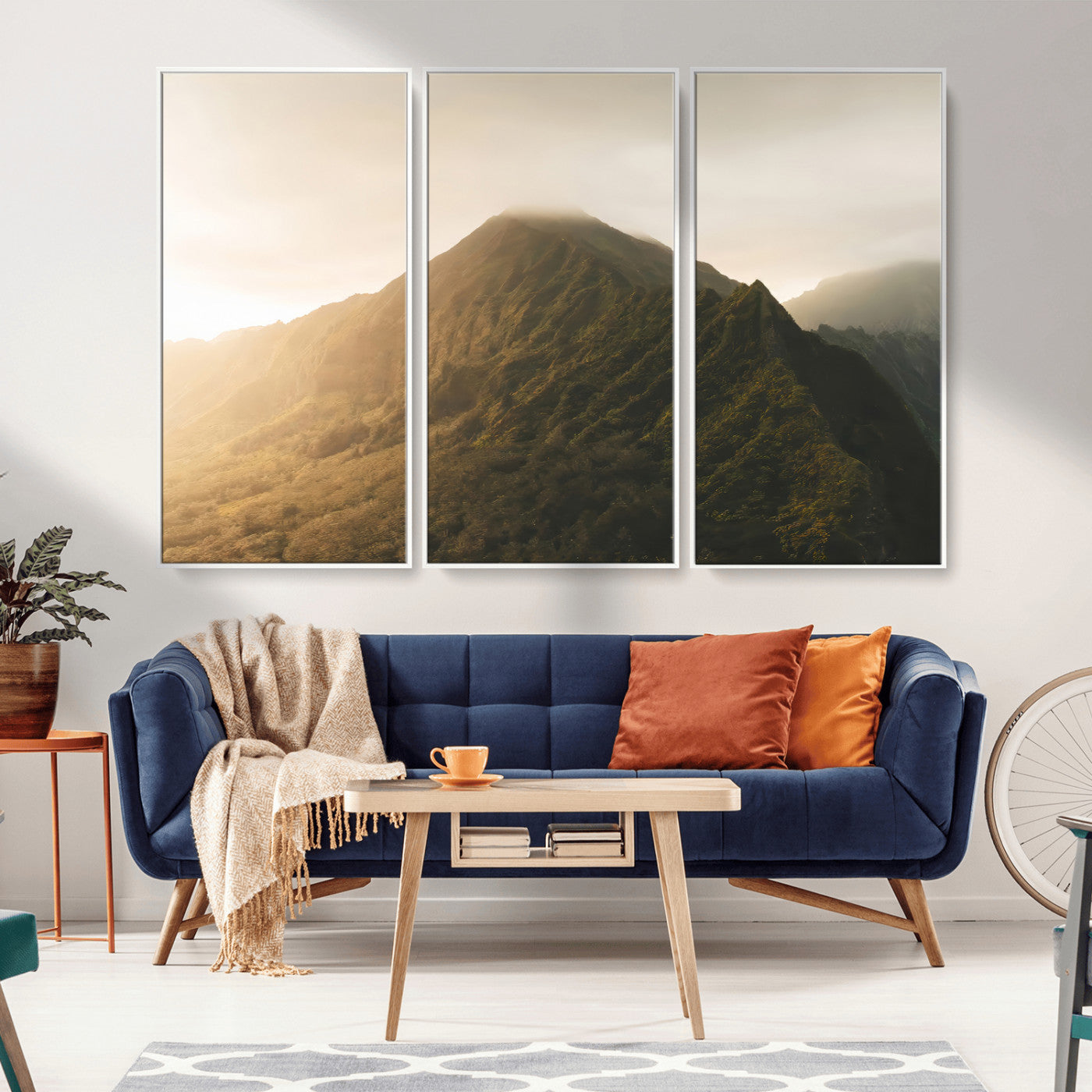42338636-MGV-CV-36X24-Mountain Wall Art – Framed Sunset Landscape Canvas Artwork, Serene Nature Design, Rustic Decor for Home, Office