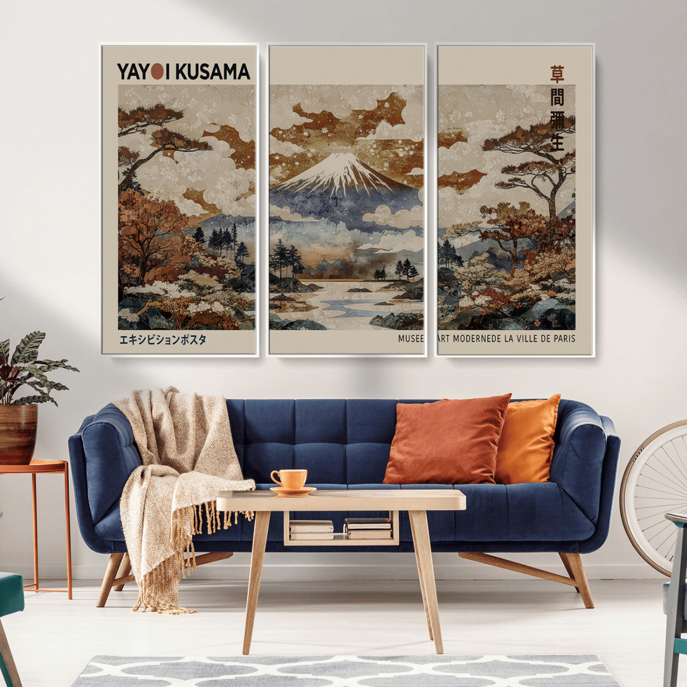 MGV-FC-48X32-3P - Yayoi Wall Art: Transform Your Space, Modern Japanese Wall Art Print Yayoi Kusama Canvas Wall Art