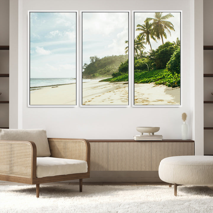 Relaxing Beach Wall Art Canvas Print, Framed Ocean View Art Picture Print, Coastal Serenity Perfect Tropical Coastal Decor Artwork