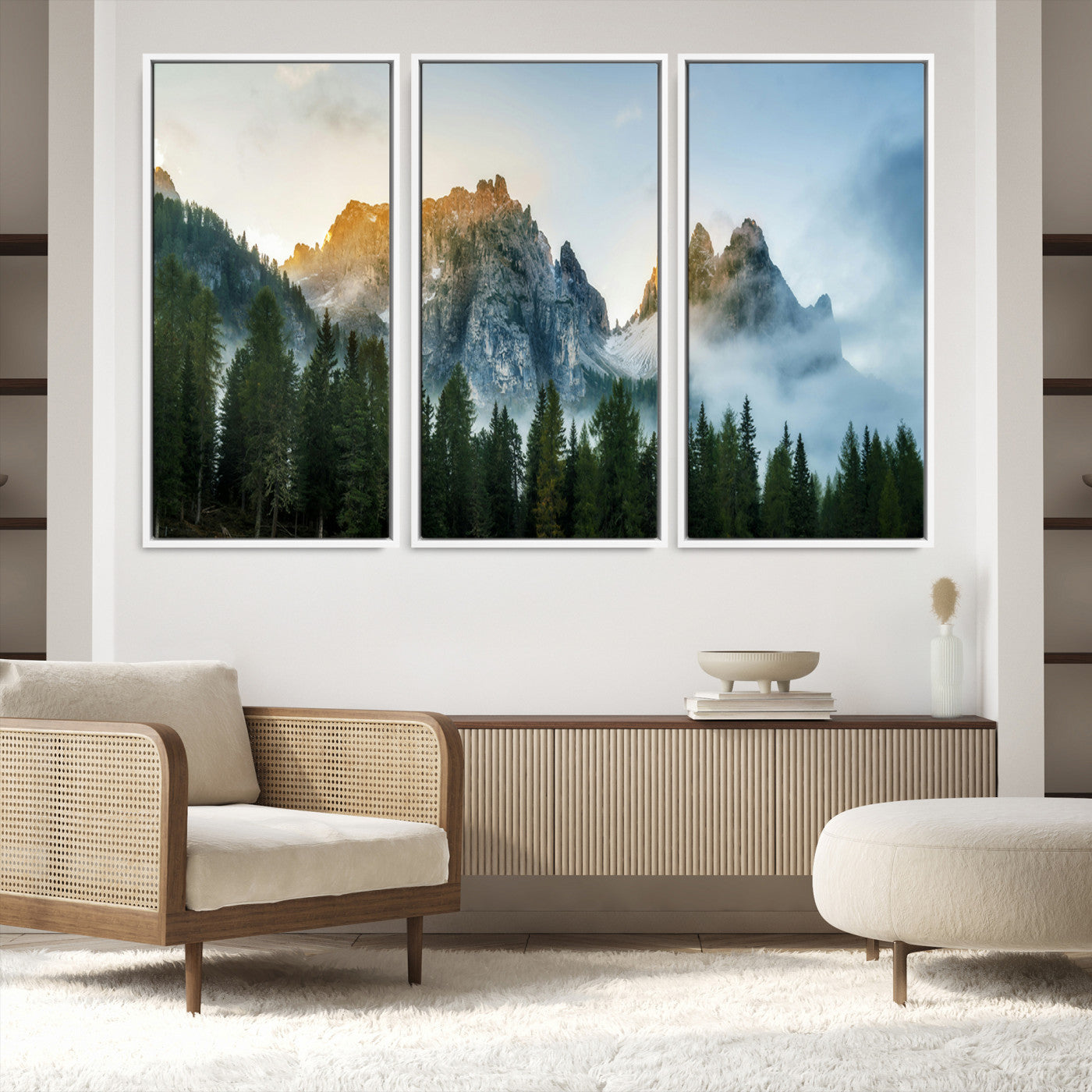 21145440-MGV-FC-60X40-3P_White-Wilderness Wall Art - Framed Nature Landscape Decor, Mountain Wall Art Canvas Print, Framed Nature Landscape Decor Art