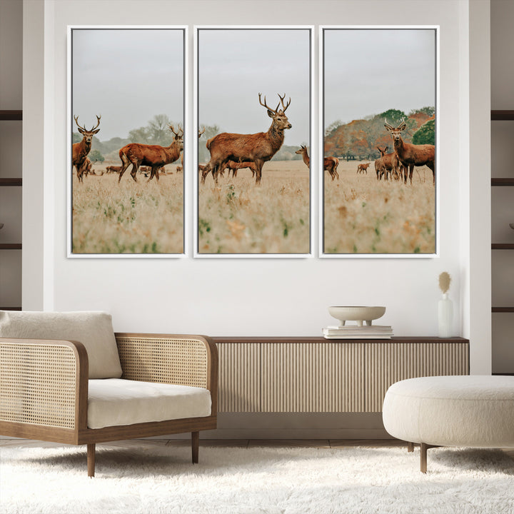Rustic Deer Print Wall Art Canvas Print