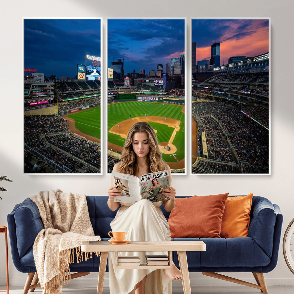 68222753-MGV-CV-36X24 - Target Field Wall Art Canvas Print, Baseball Stadium Scene
