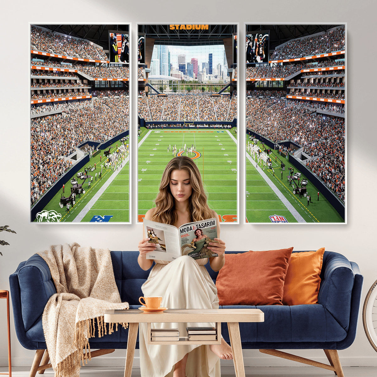 76935553-PAN-FL-20X10 - Chicago Bears Soldiers Field Wall Art Canvas Print, Home Office Wall Decor