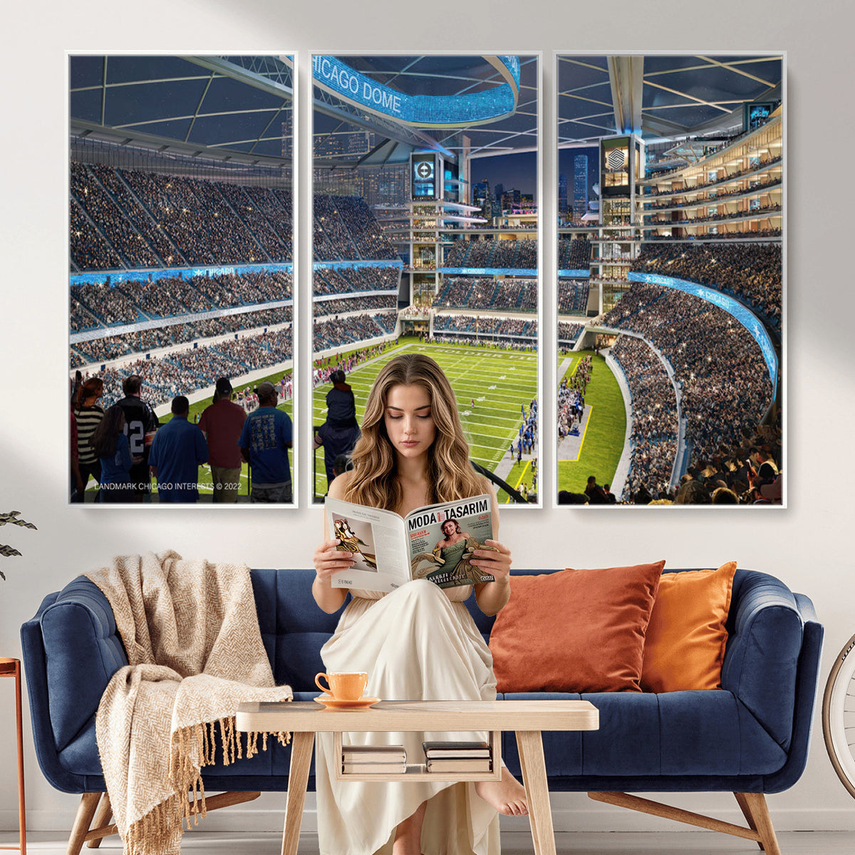 41816511-MGV-CV-36X24 - Chicago Dome Stadium Wall Art Canvas Print, Framed Modern Decor