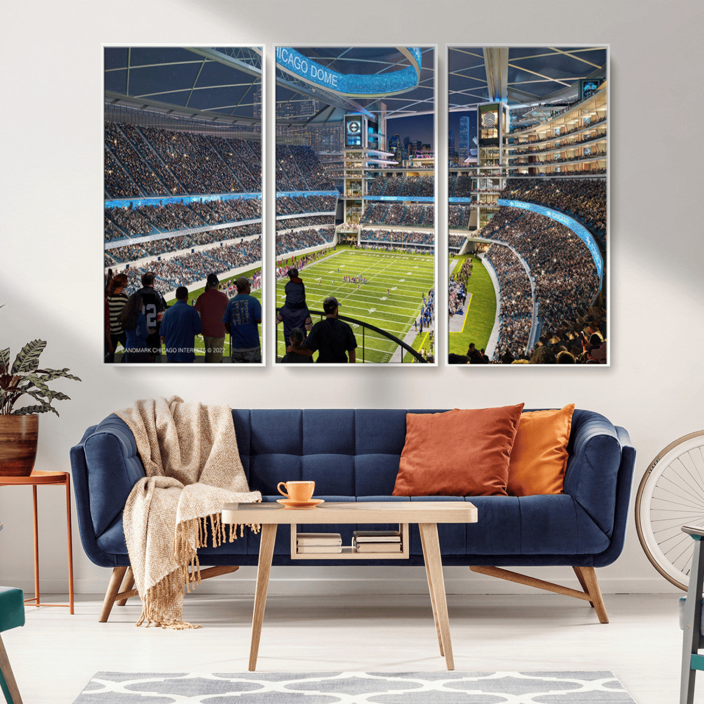 MGV-FC-48X32-3P - Chicago Bears Soldiers Field Wall Art Canvas Print – Framed Football Stadium Artwork for Sports
