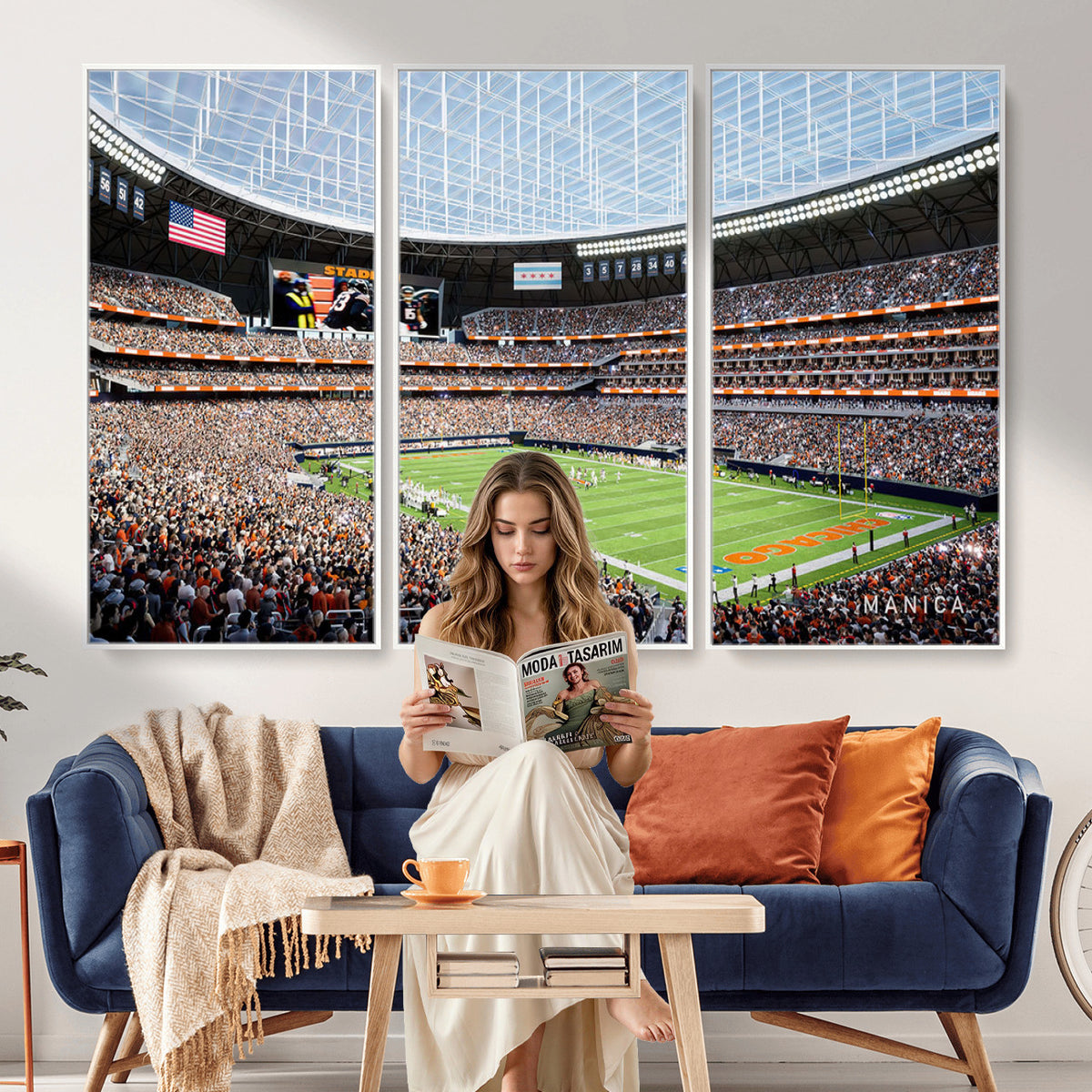 32530647-PAN-FL-20X10 - Chicago Bears Soldiers Field Wall Art Canvas Print, Framed and Ready to Hang