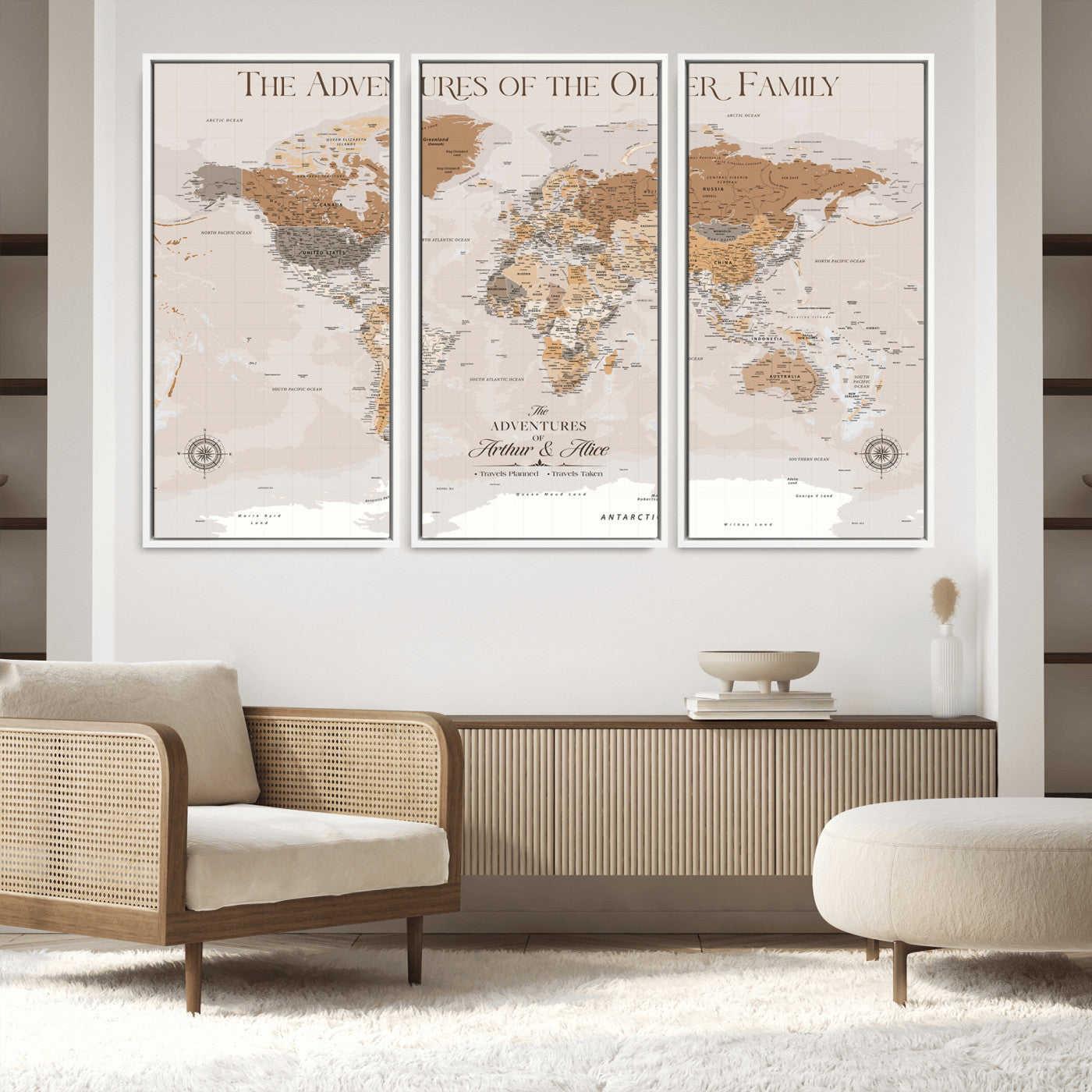 43101120-MGV-FC-60X40-3P_White-World Travel Map with Pins – Push Pin Maps of Where I've Been, Framed Wall Map for Travel Memories, Old Style Decorative World Map - H10